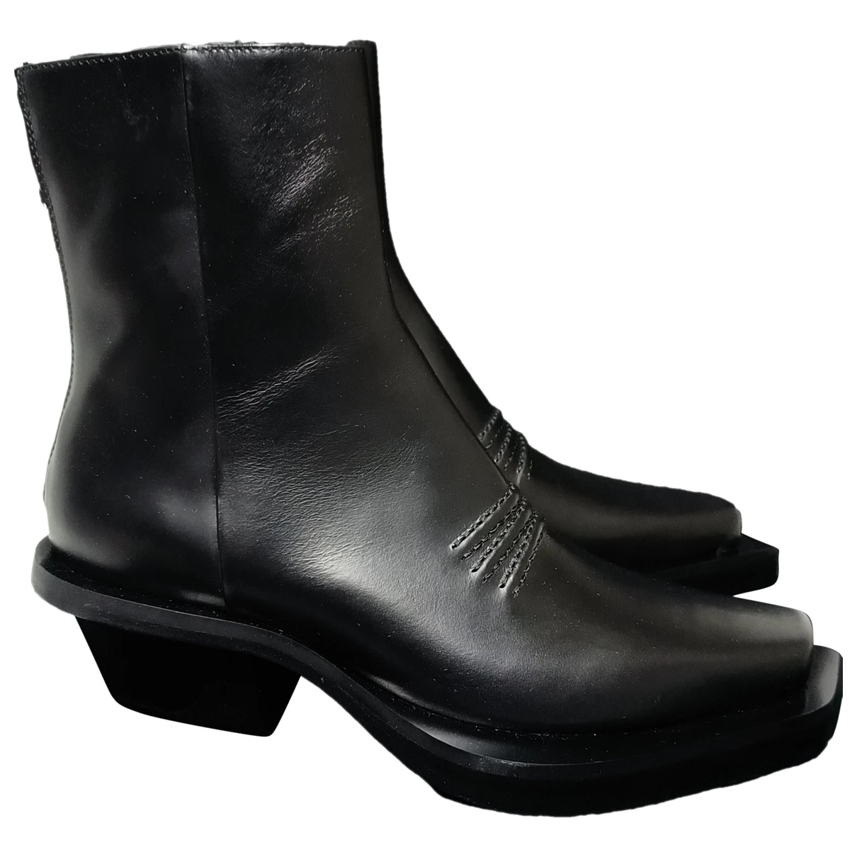 Pre-owned Alyx Leather Western Boots In Black