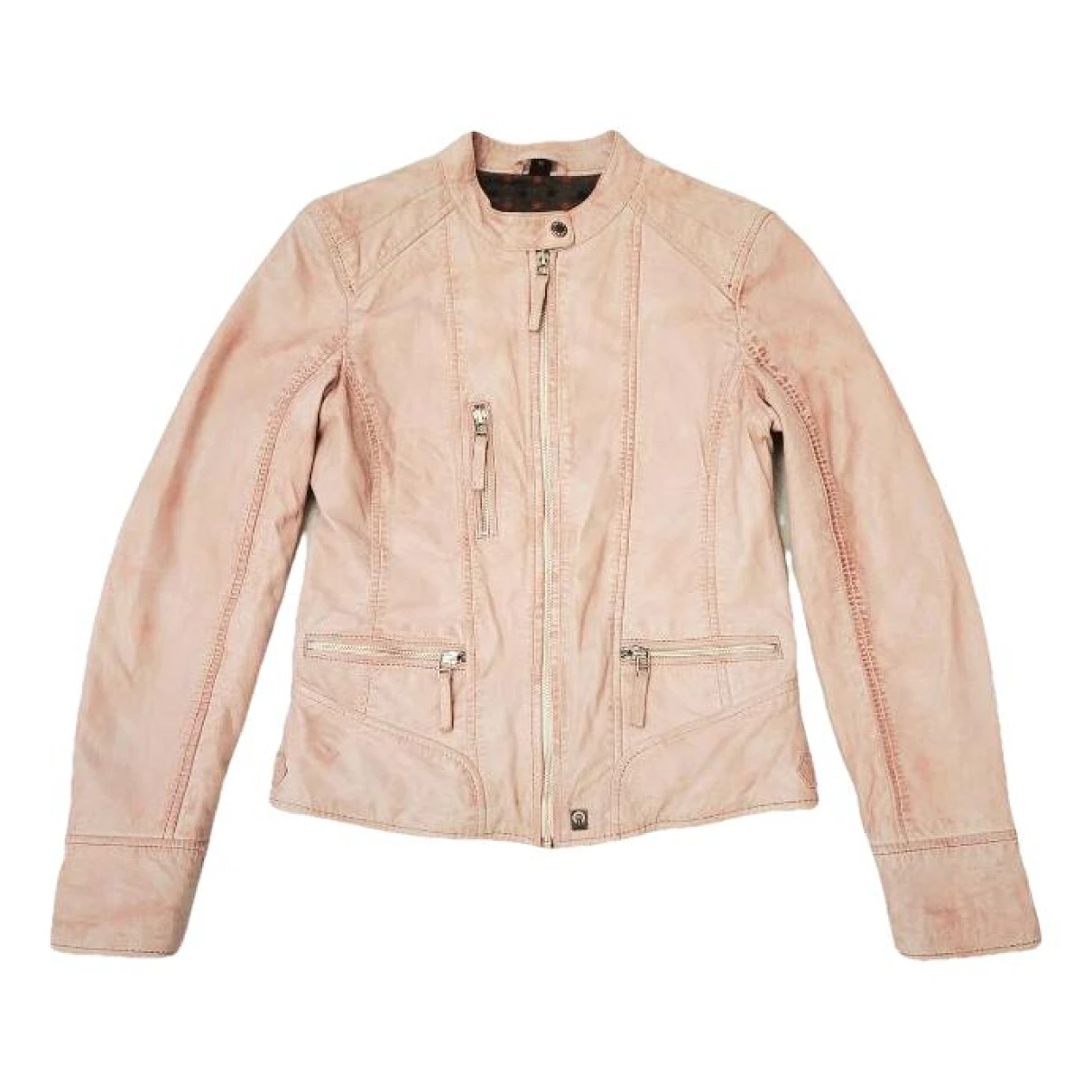 Pre-owned Oakwood Leather Biker Jacket In Pink