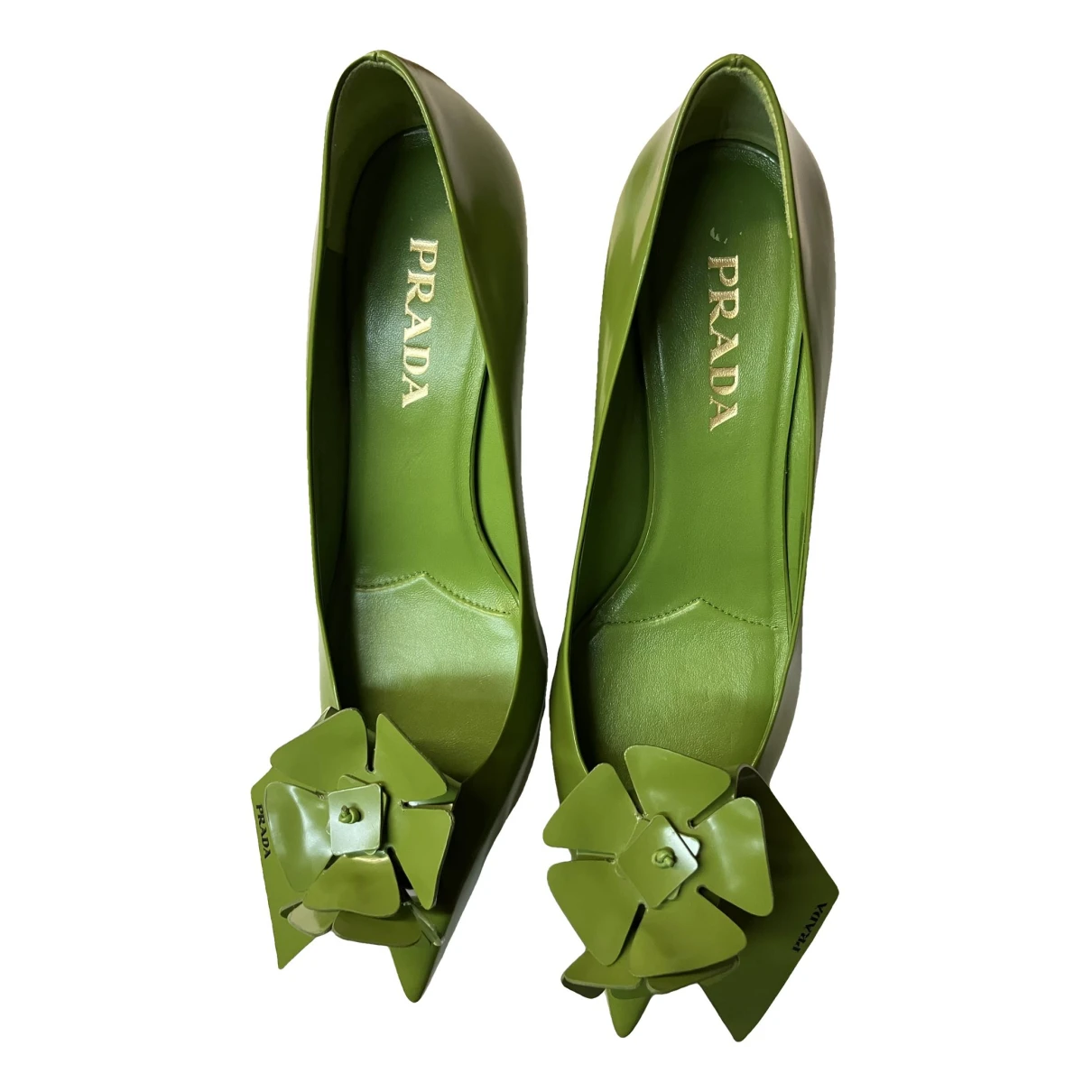 Pre-owned Prada Leather Heels In Green