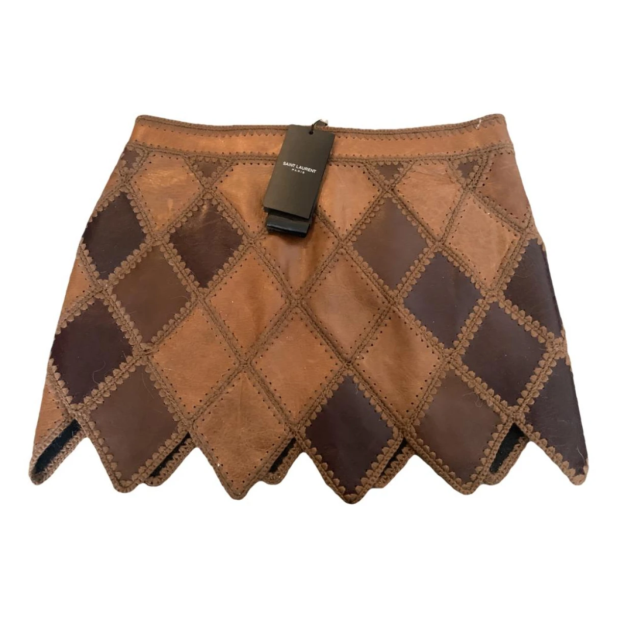 Pre-owned Saint Laurent Leather Mini Skirt In Brown