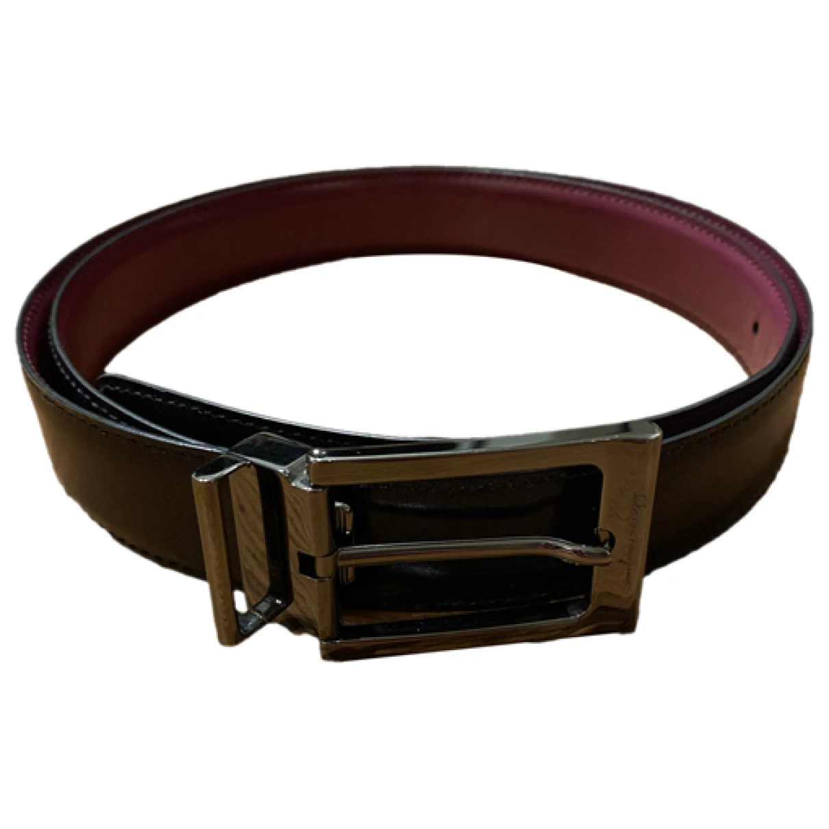 Pre-owned Ferragamo Leather Belt In Black