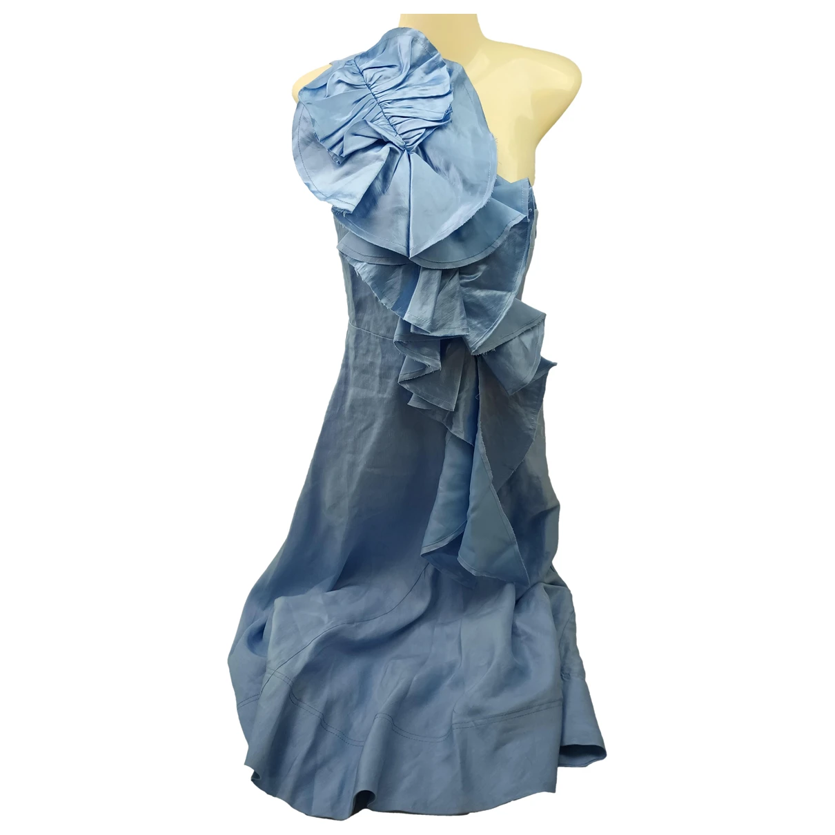 Pre-owned Aje Linen Mid-length Dress In Blue