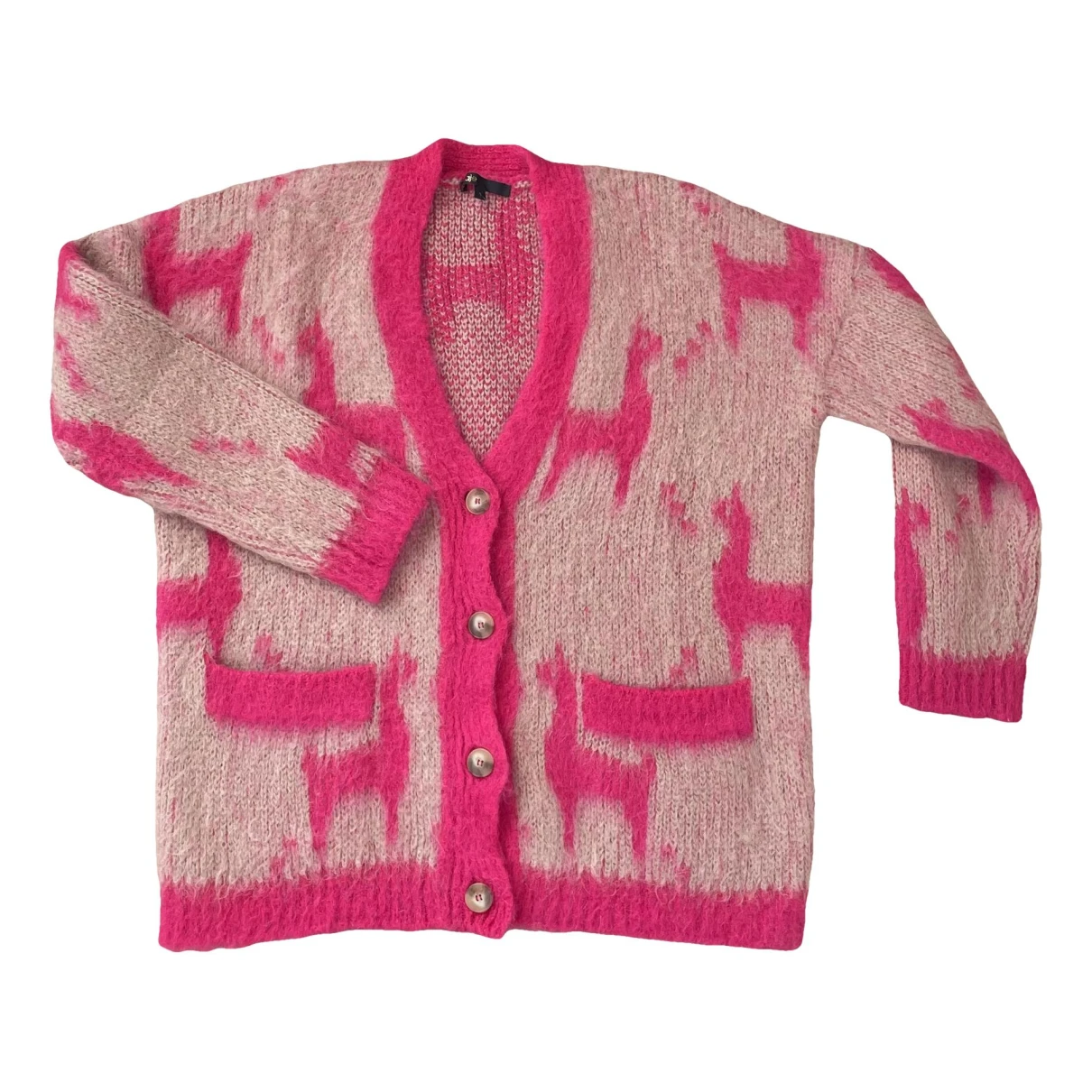 Pre-owned Maje Wool Cardigan In Pink