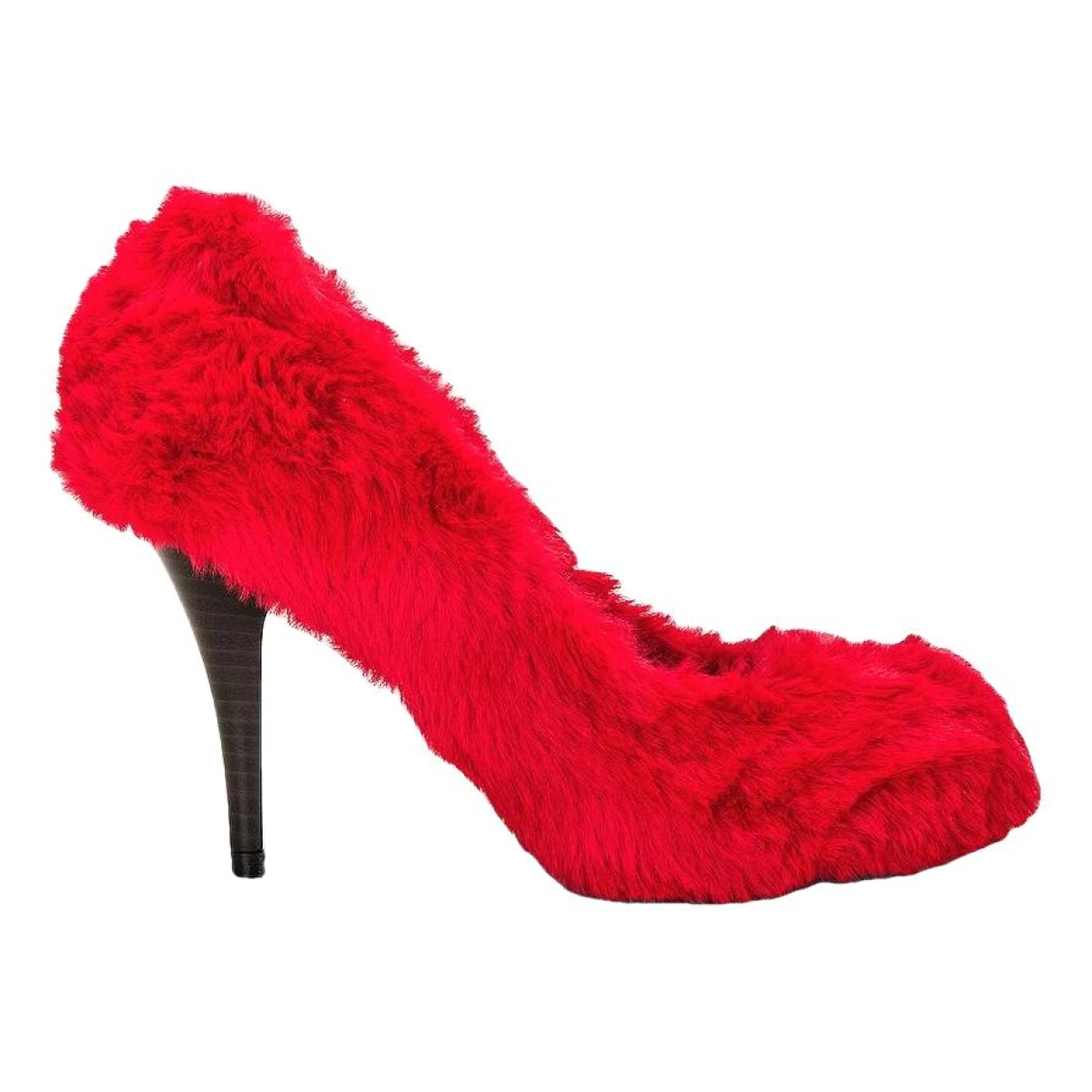 Pre-owned Stella Mccartney Faux Fur Heels In Red