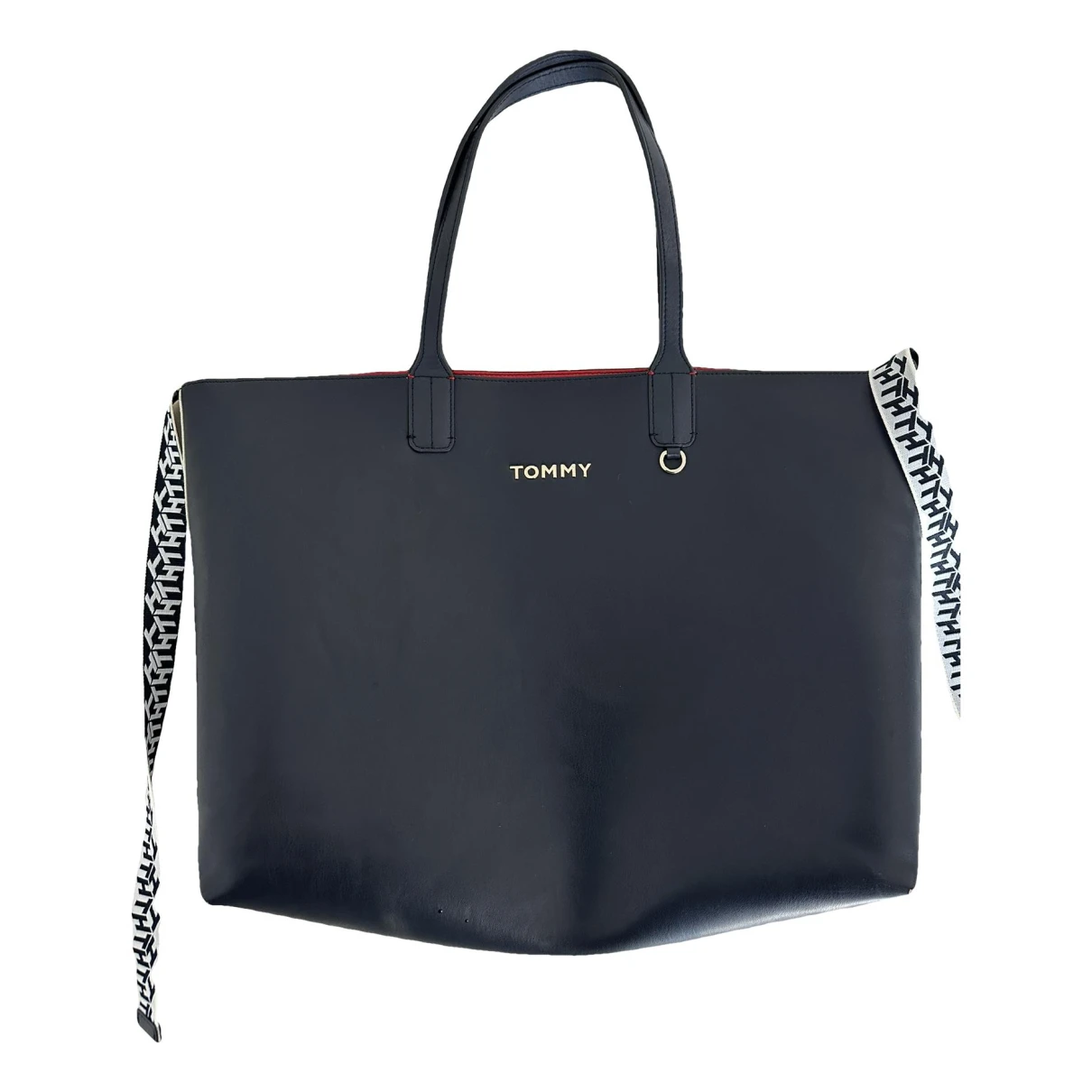 Pre-owned Tommy Hilfiger Leather Tote In Navy