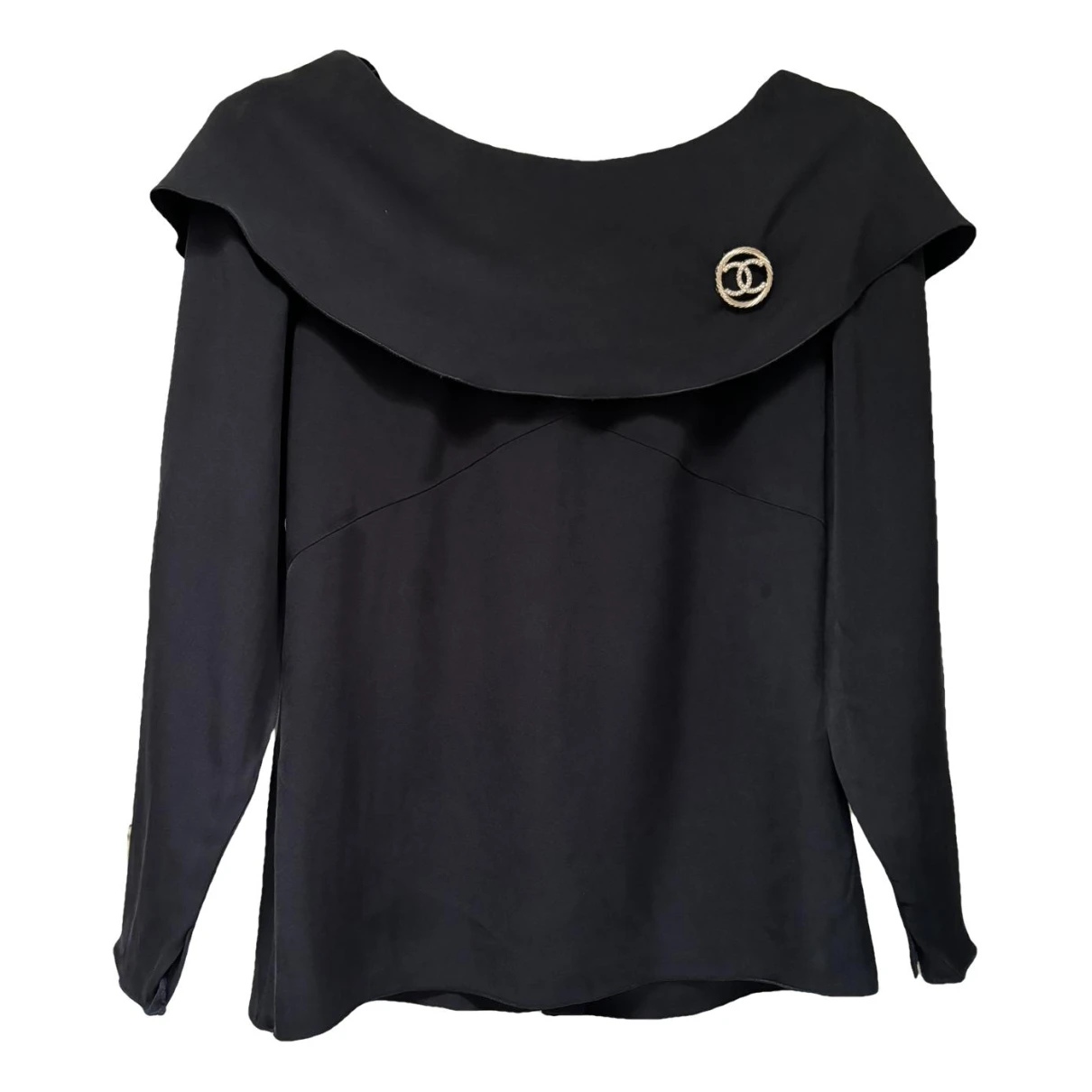 Pre-owned Chanel Silk Blouse In Navy