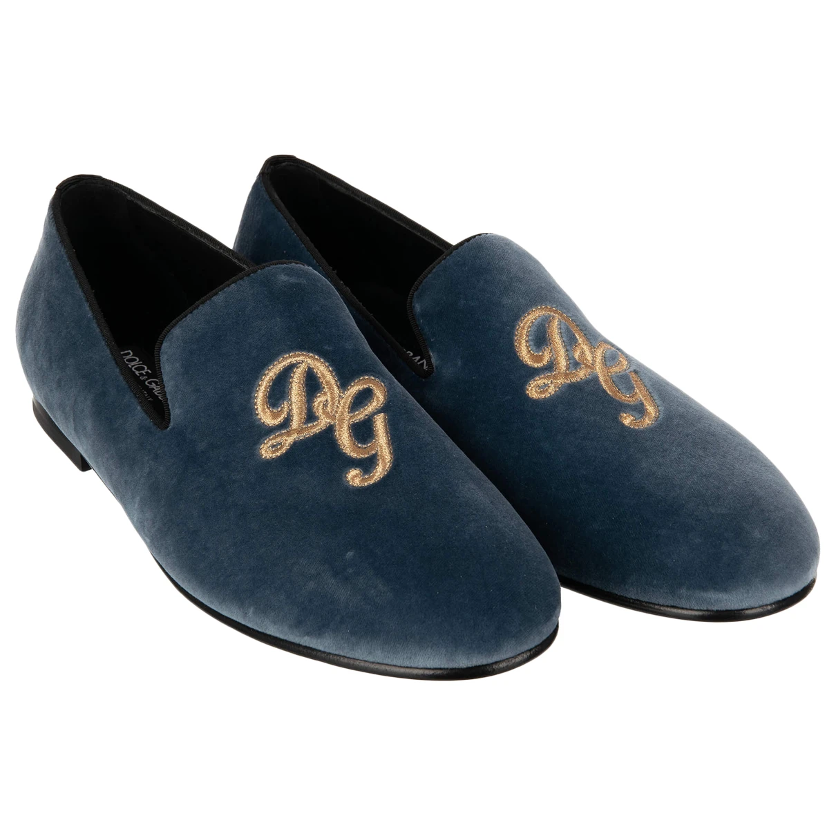 Pre-owned Dolce & Gabbana Velvet Flats In Blue