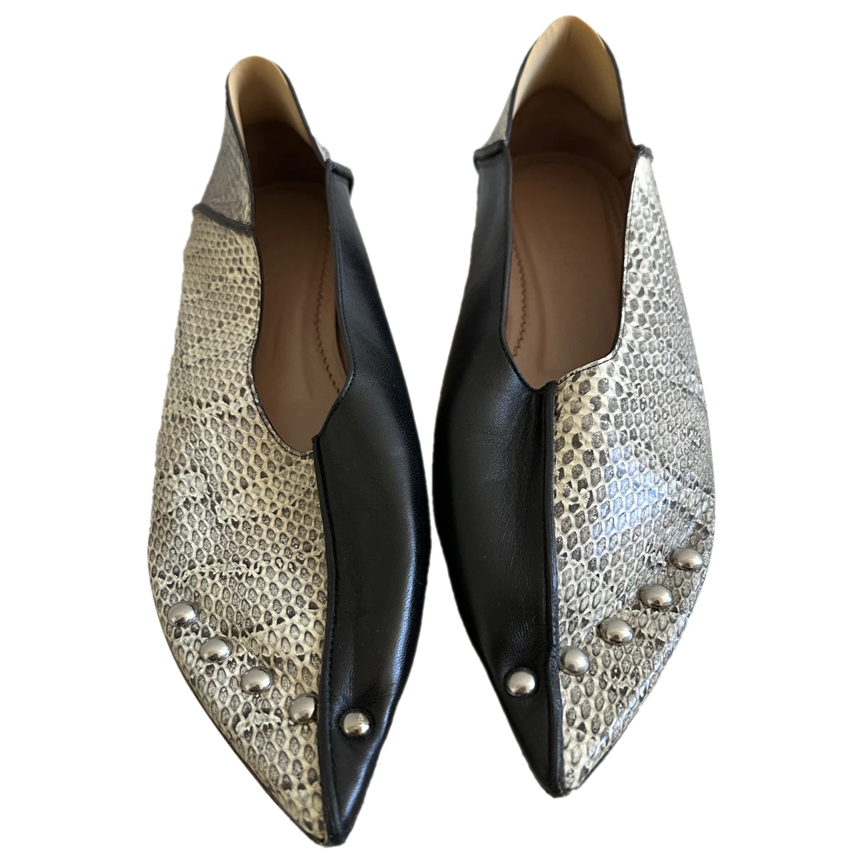 Pre-owned Marni Python Flats In Black