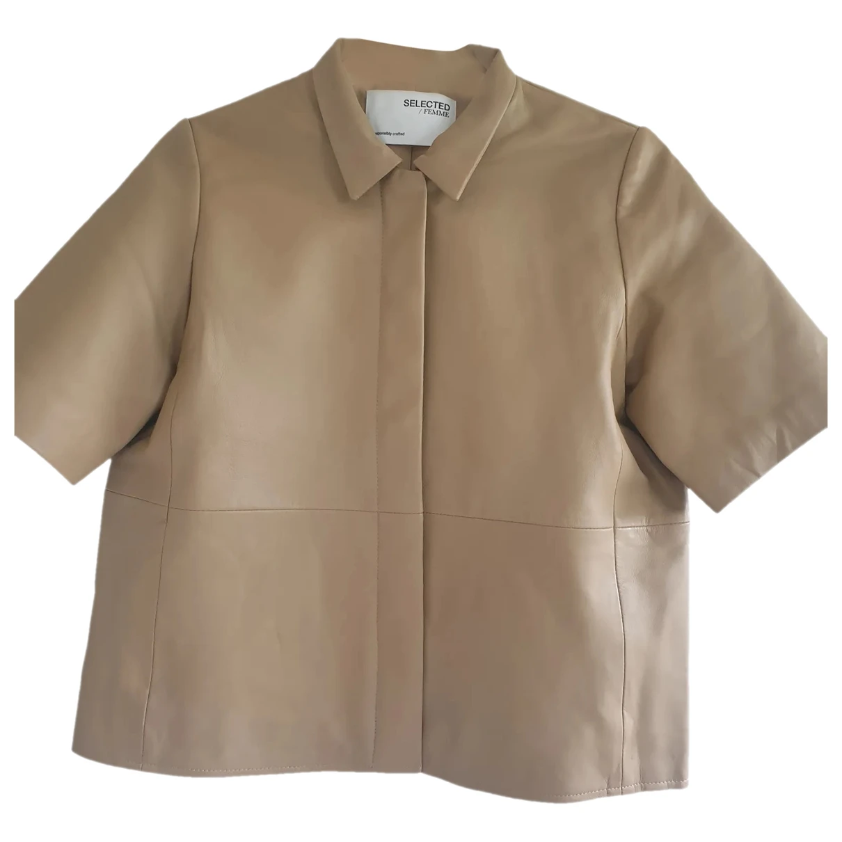 Pre-owned Selected Leather Shirt In Beige