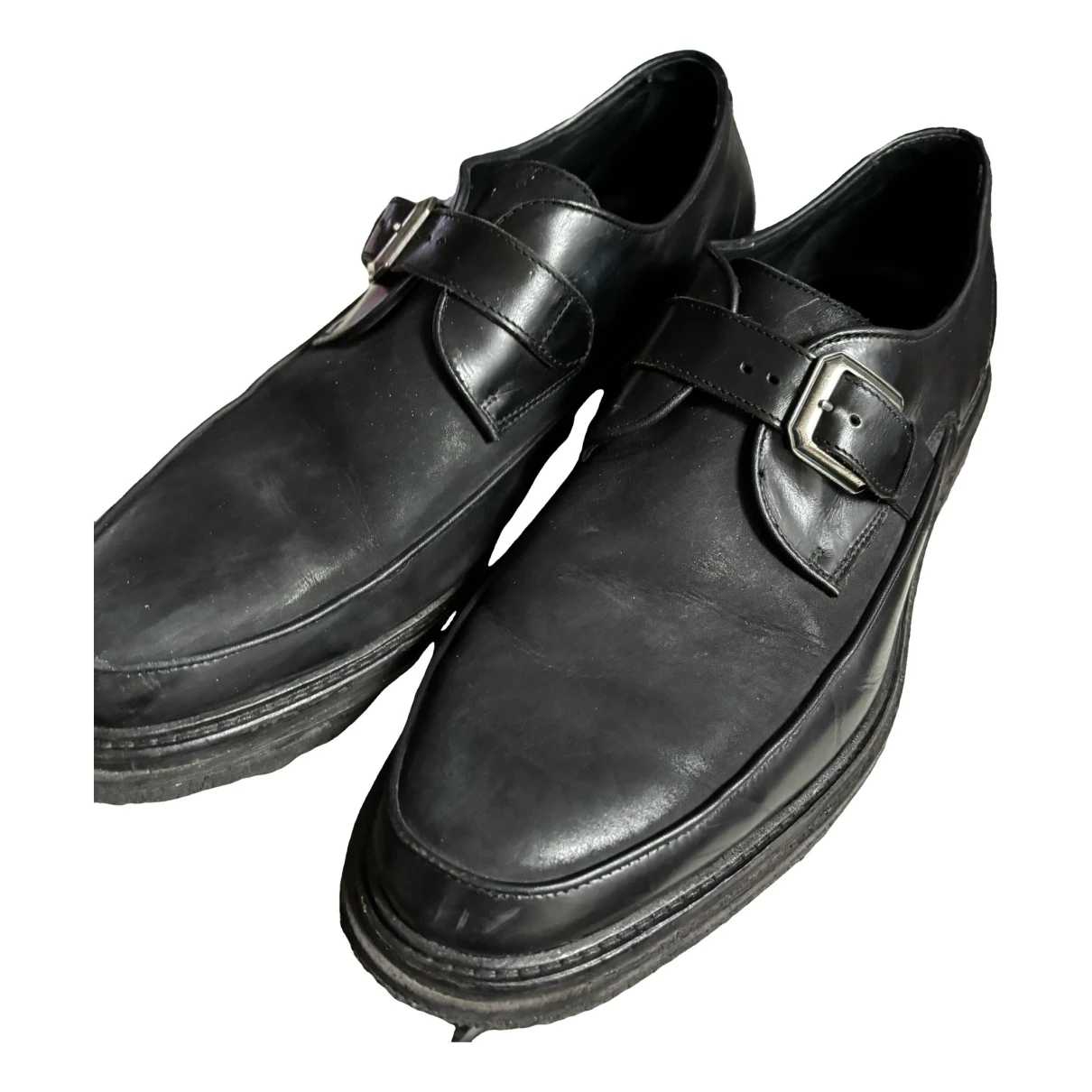 Pre-owned John Varvatos Leather Flats In Black