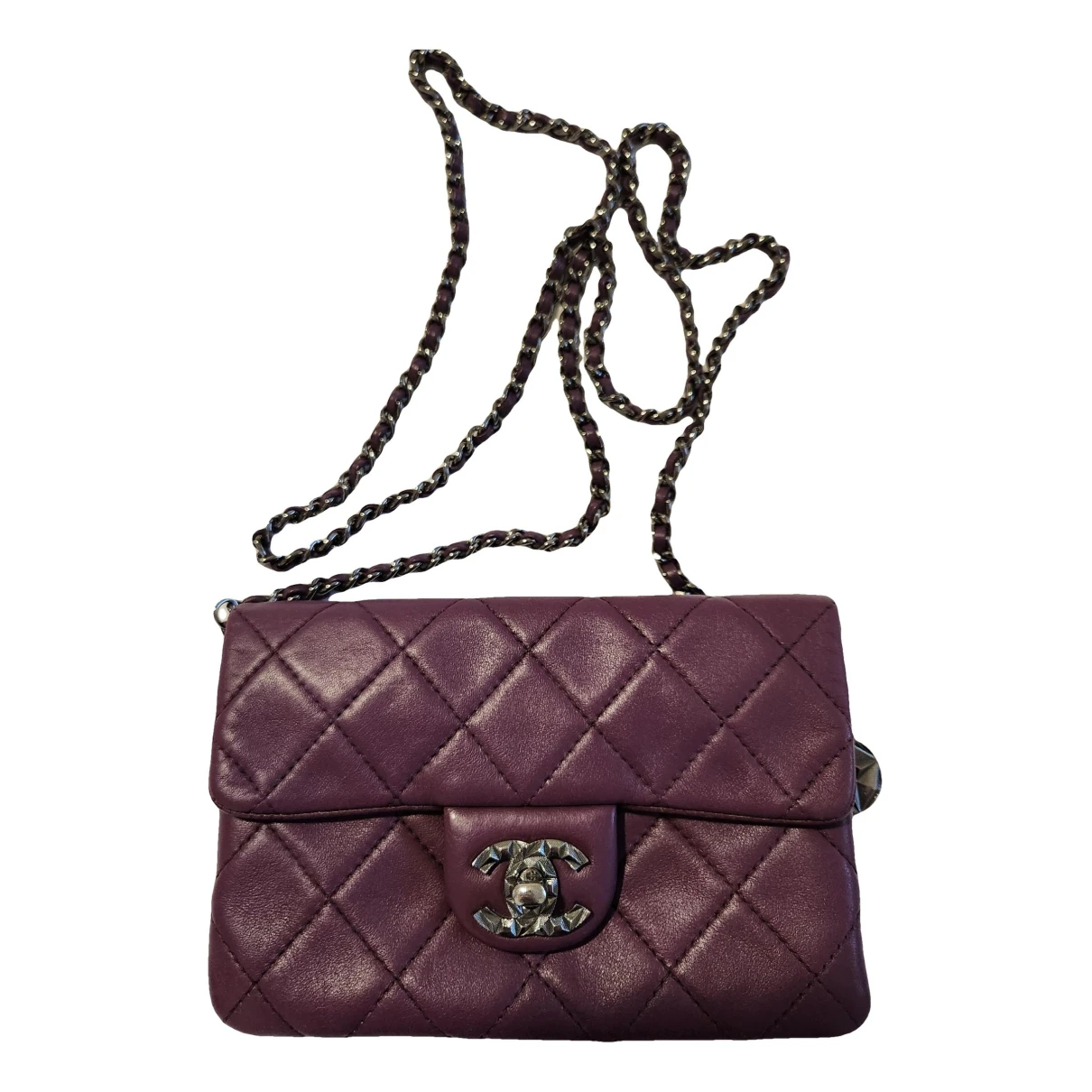 Pre-owned Chanel Leather Crossbody Bag In Purple