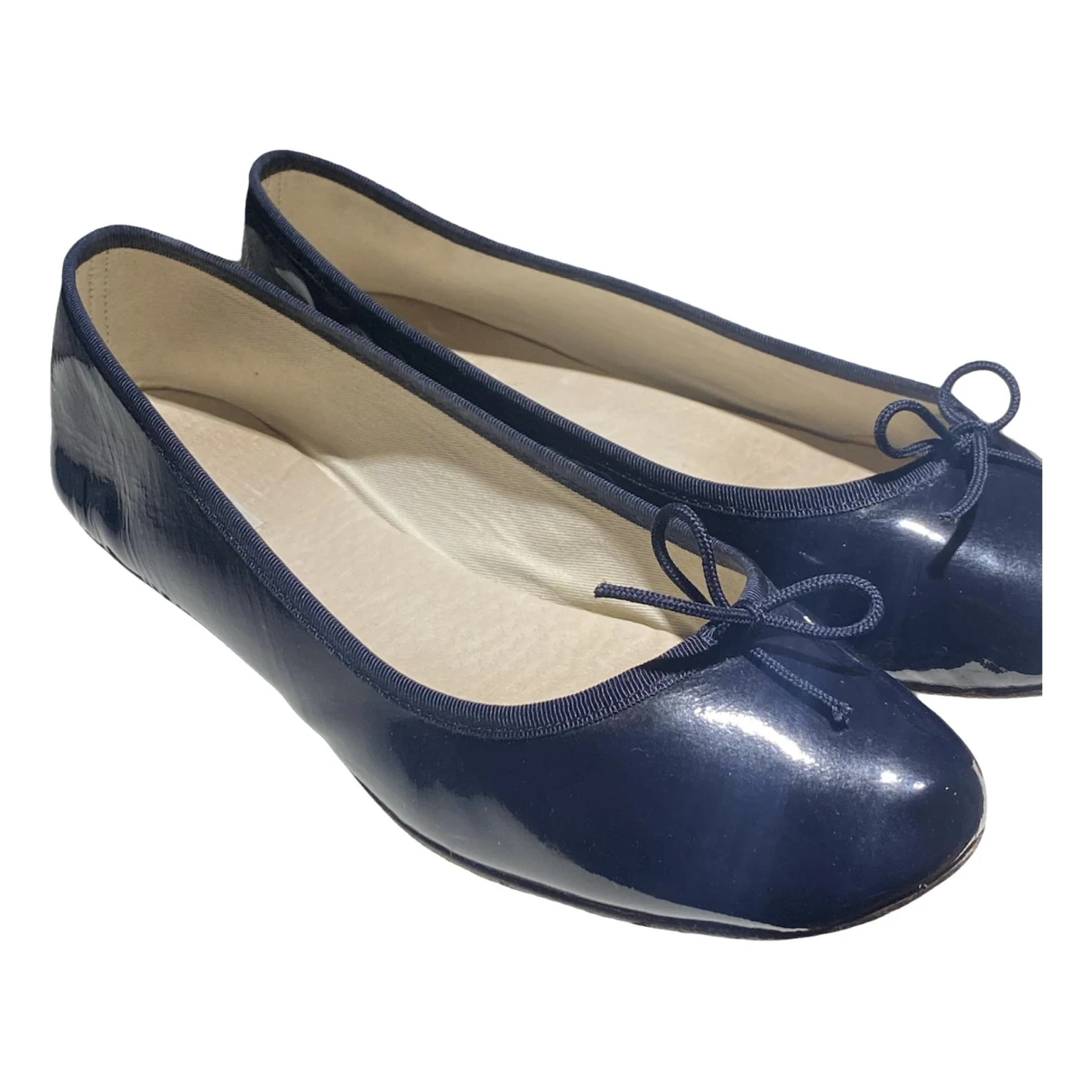 Pre-owned Bimba Y Lola Leather Ballet Flats In Navy