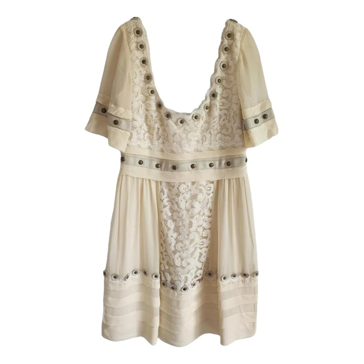 Pre-owned Temperley London Silk Mini Dress In Beige