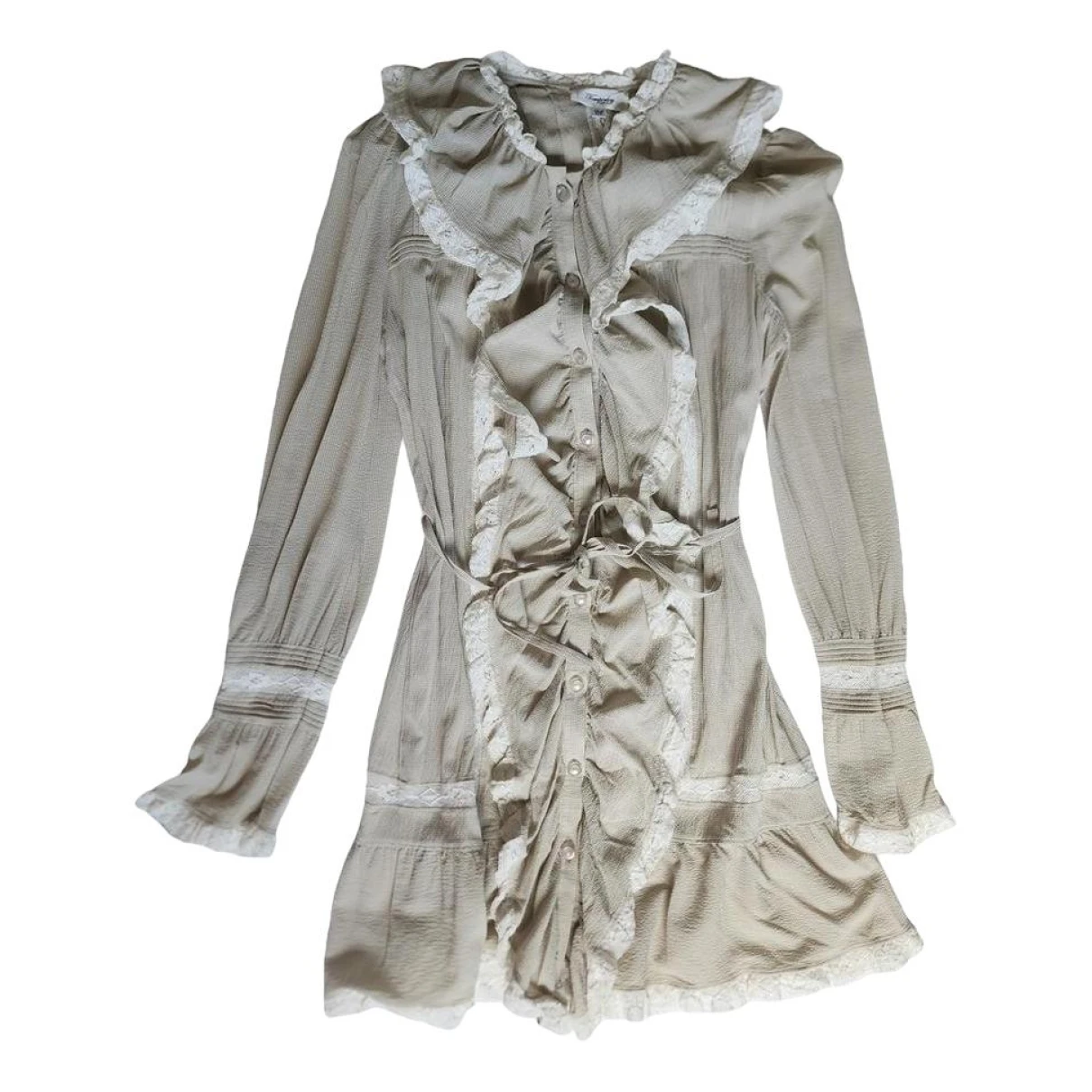Pre-owned Temperley London Silk Mini Dress In Beige