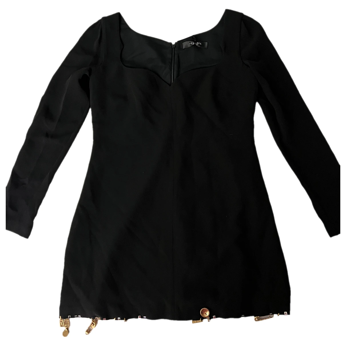 Pre-owned Versace Silk Mini Dress In Black