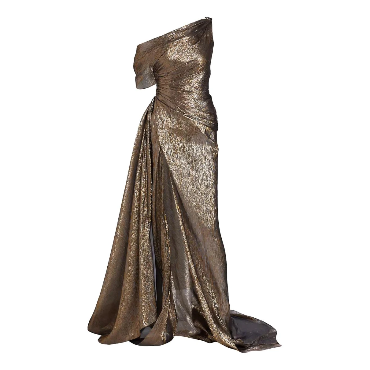 Pre-owned Oscar De La Renta Silk Maxi Dress In Metallic