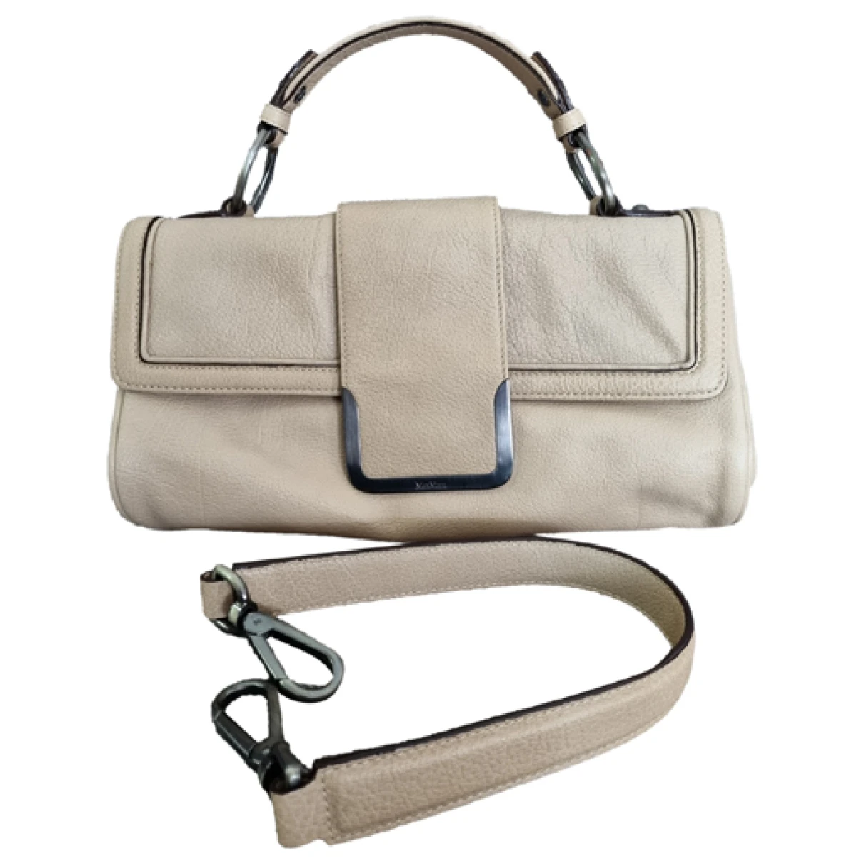 Pre-owned Max Mara Leather Handbag In Beige