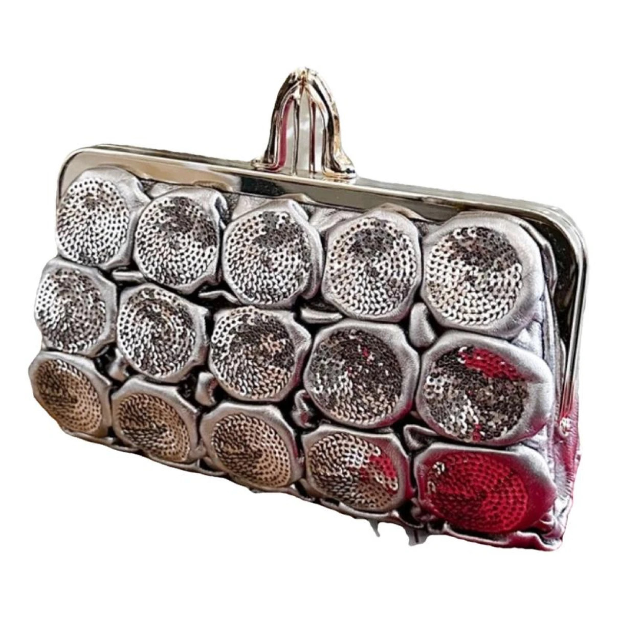 Pre-owned Christian Louboutin Silk Clutch Bag In Silver