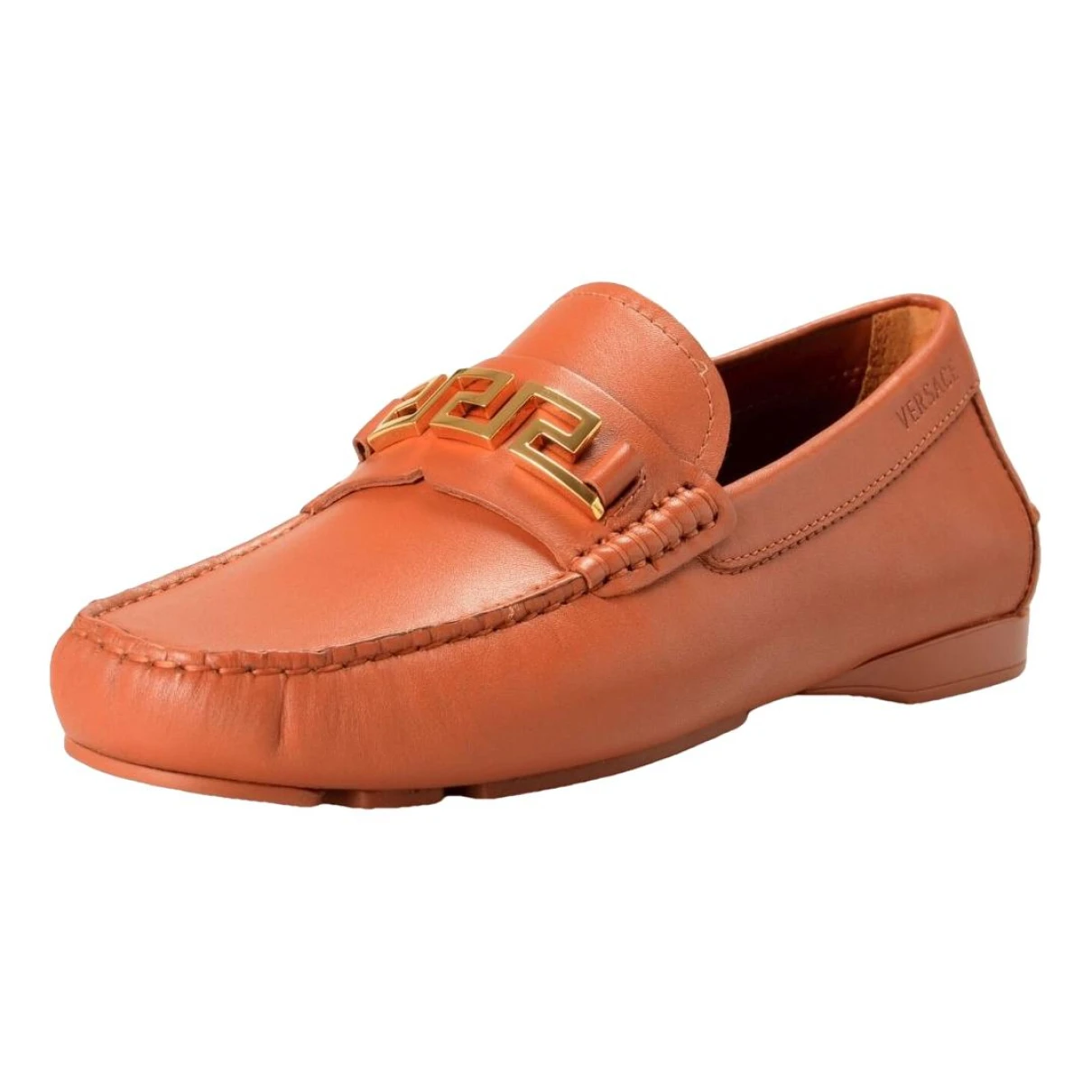 Pre-owned Versace Leather Flats In Brown