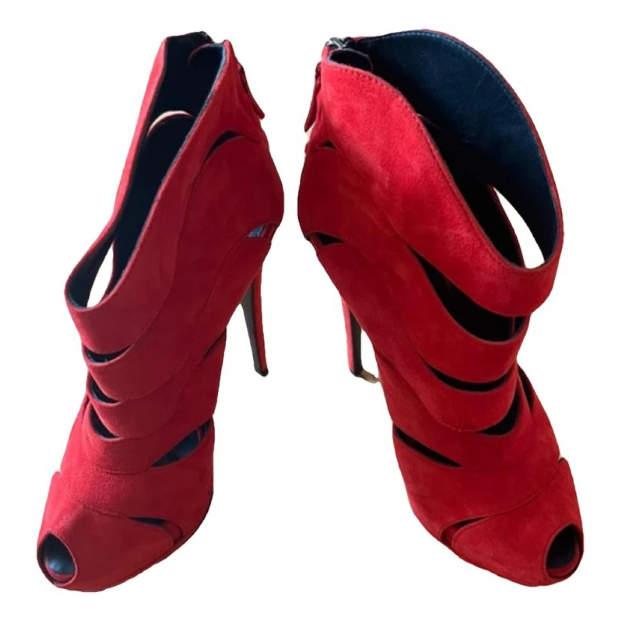 Pre-owned Giuseppe Zanotti Velvet Heels In Red