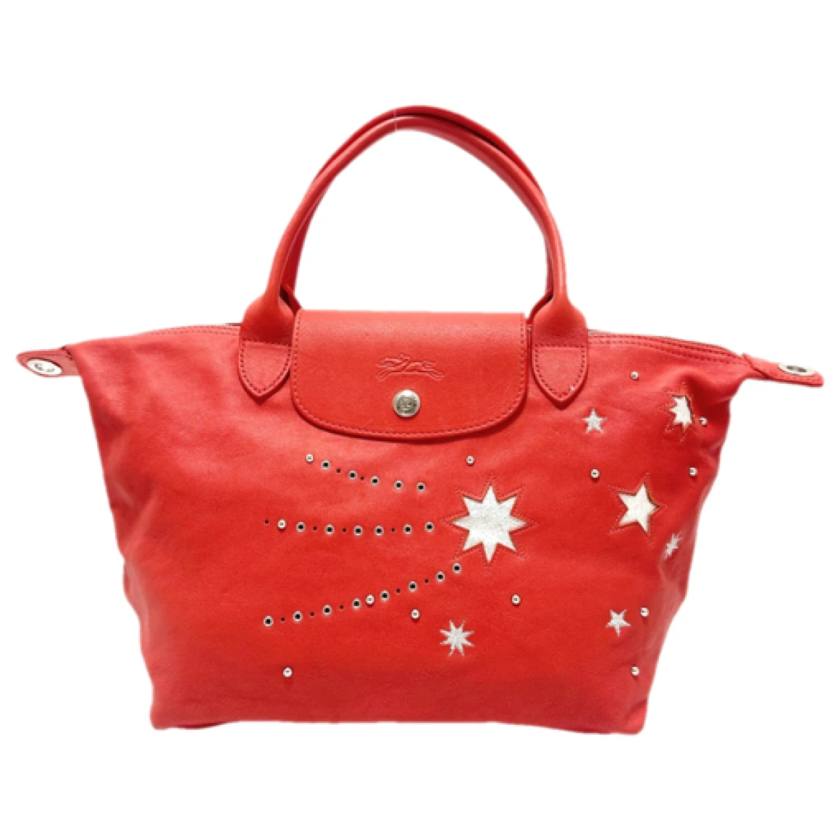 Pre-owned Longchamp Pliage Leather Handbag In Red