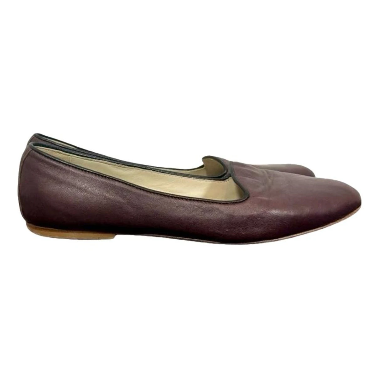 Pre-owned Anniel Leather Flats In Burgundy
