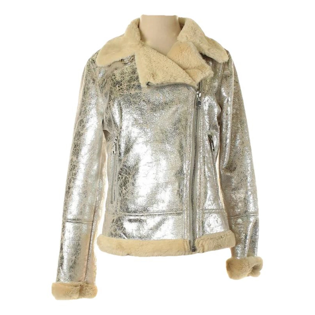 Pre-owned Tommy Hilfiger Faux Fur Jacket In Silver