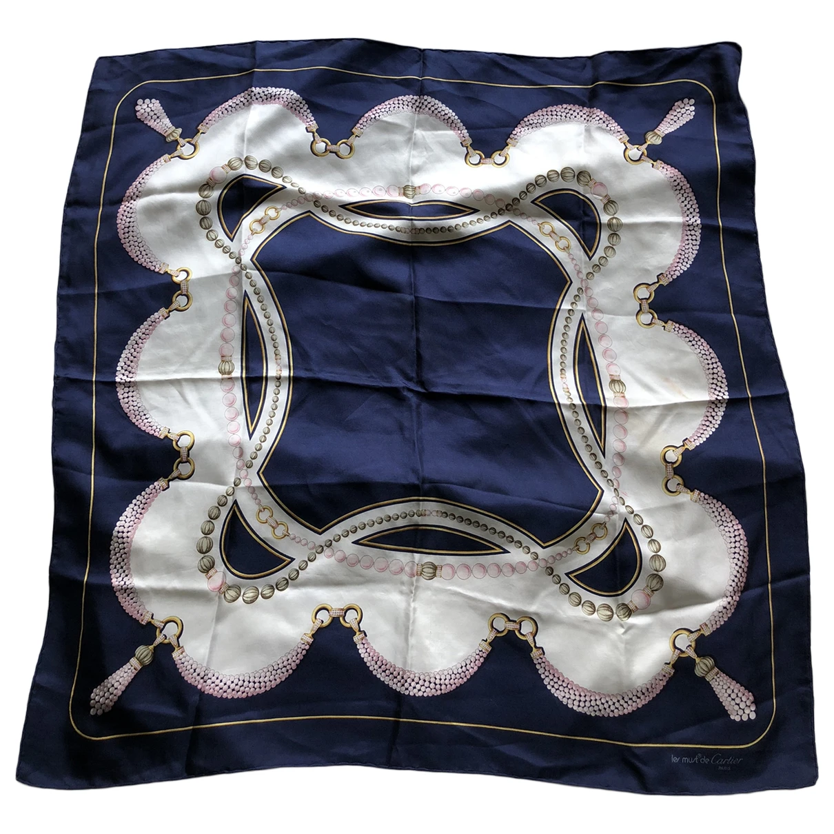 Pre-owned Cartier Silk Handkerchief In Blue