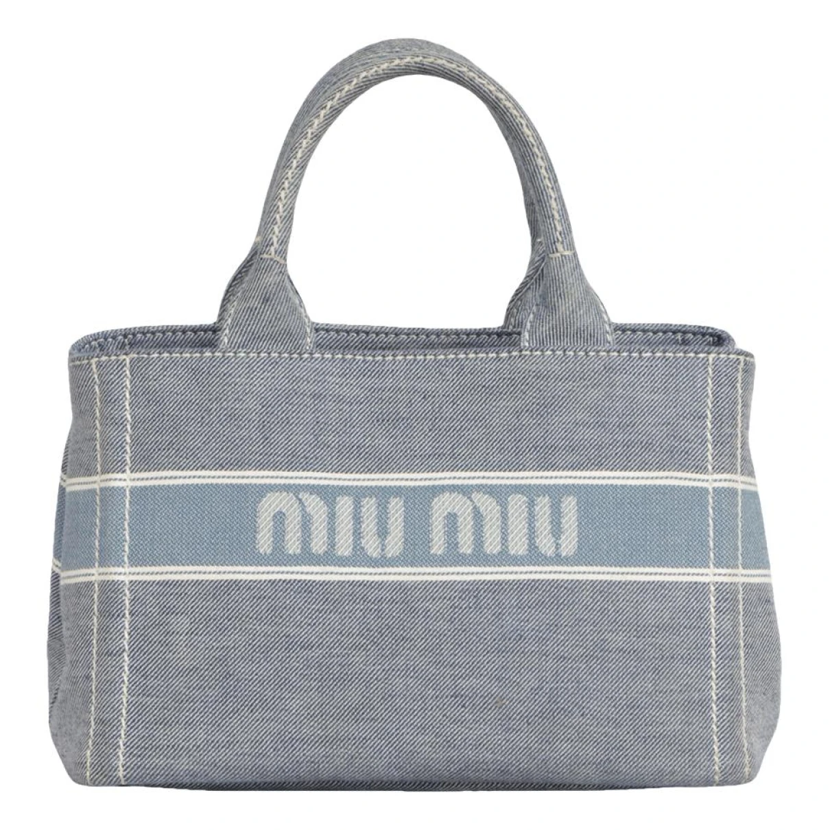 Pre-owned Miu Miu Miu Logo Cloth Handbag In Blue