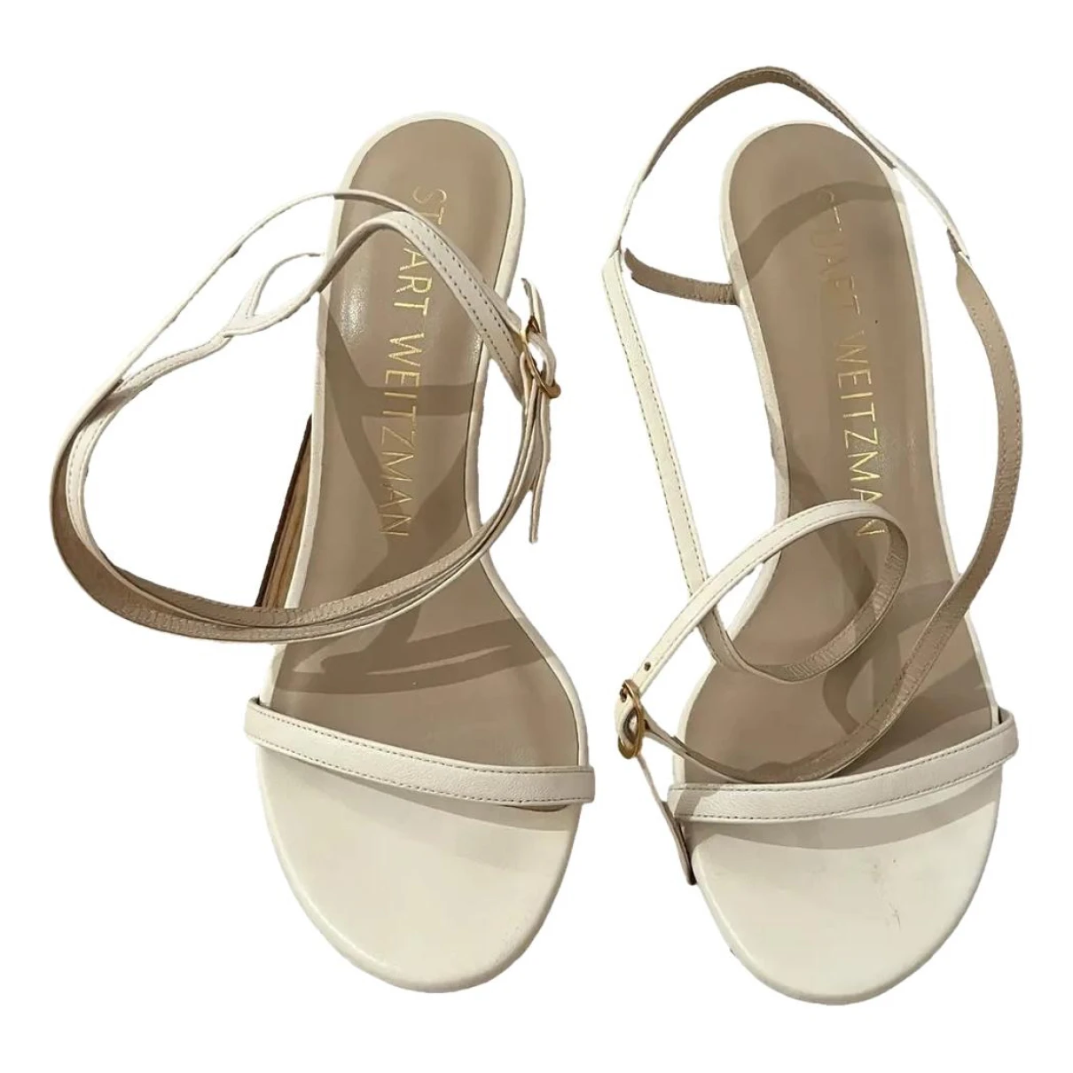 Pre-owned Stuart Weitzman Leather Sandal In White