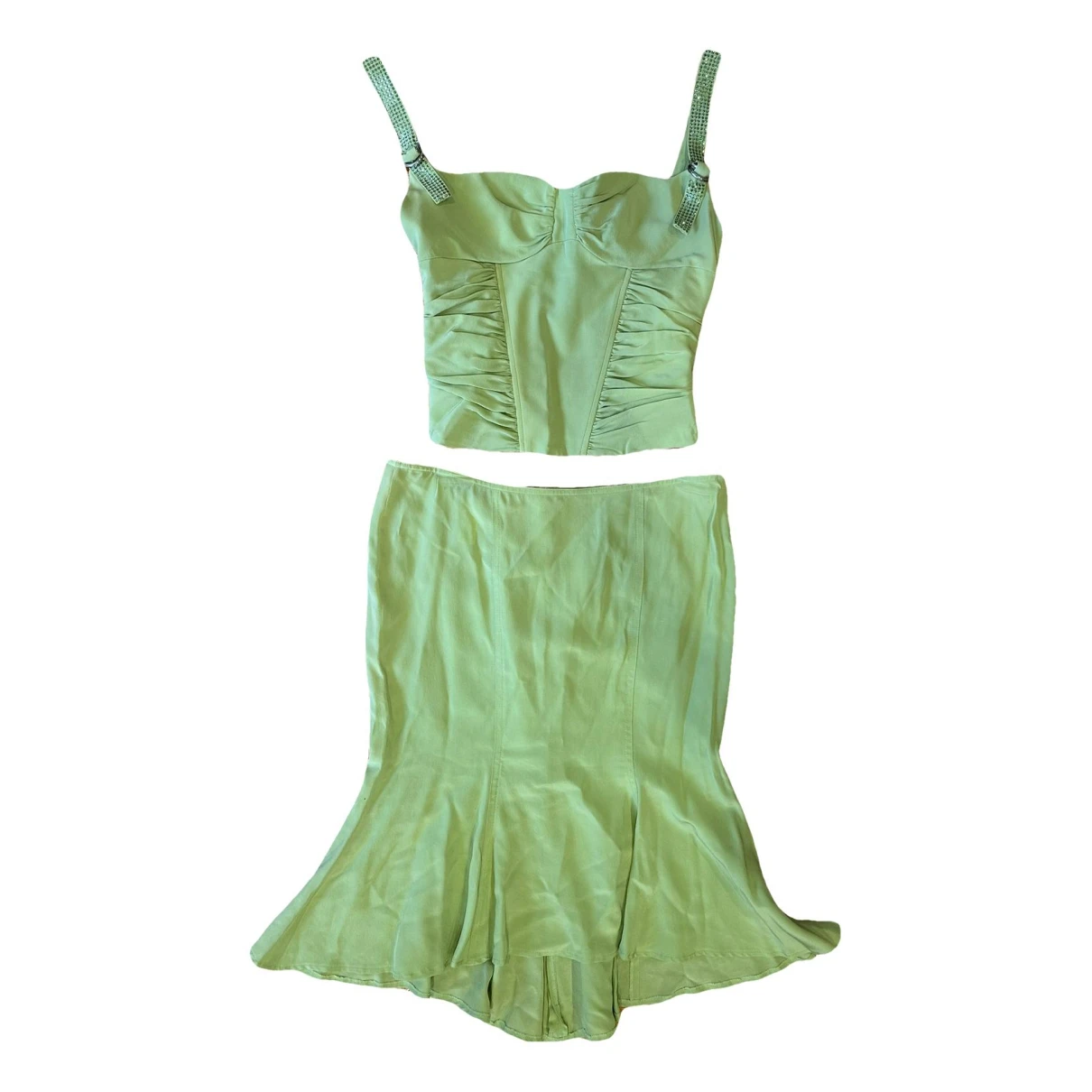 Pre-owned Versace Silk Corset In Green