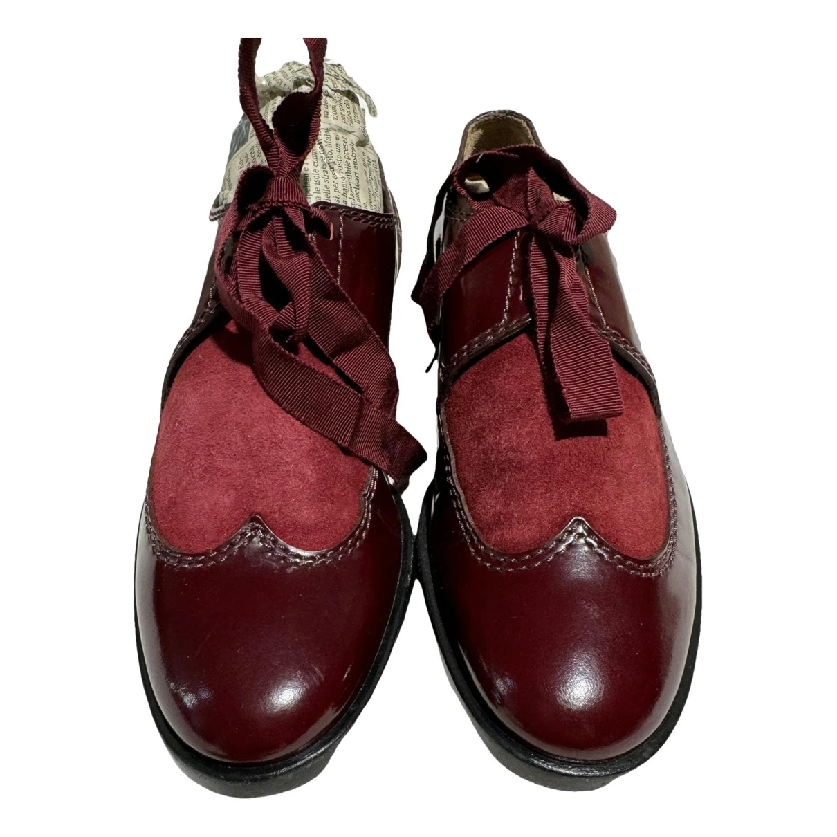 Pre-owned Lanvin Leather Lace Ups In Burgundy