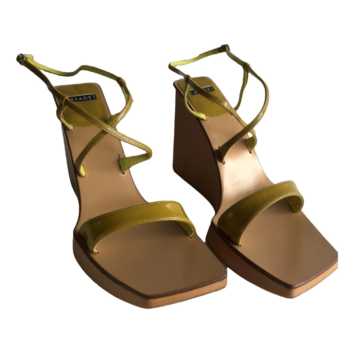 Pre-owned Casadei Patent Leather Sandal In Green