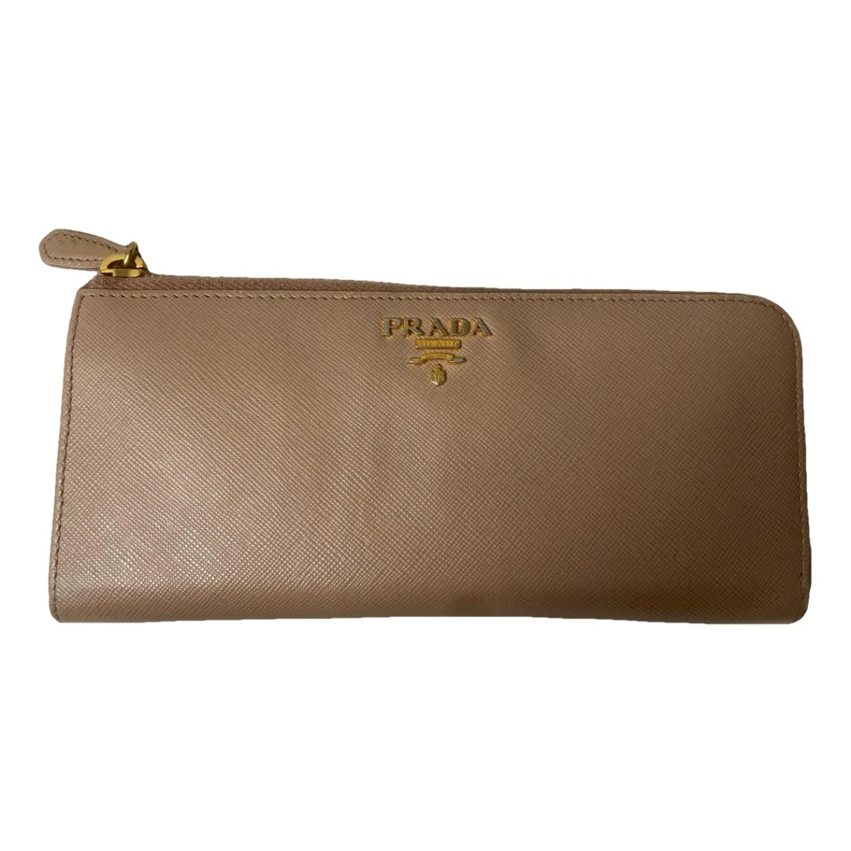 Pre-owned Prada Leather Wallet In Khaki