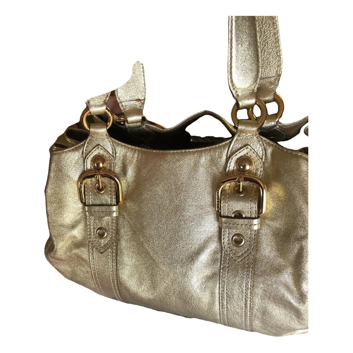 Pre-owned Moschino Leather Handbag In Gold