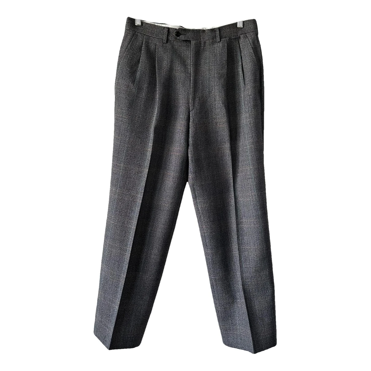 Pre-owned Saint Laurent Wool Straight Pants In Grey