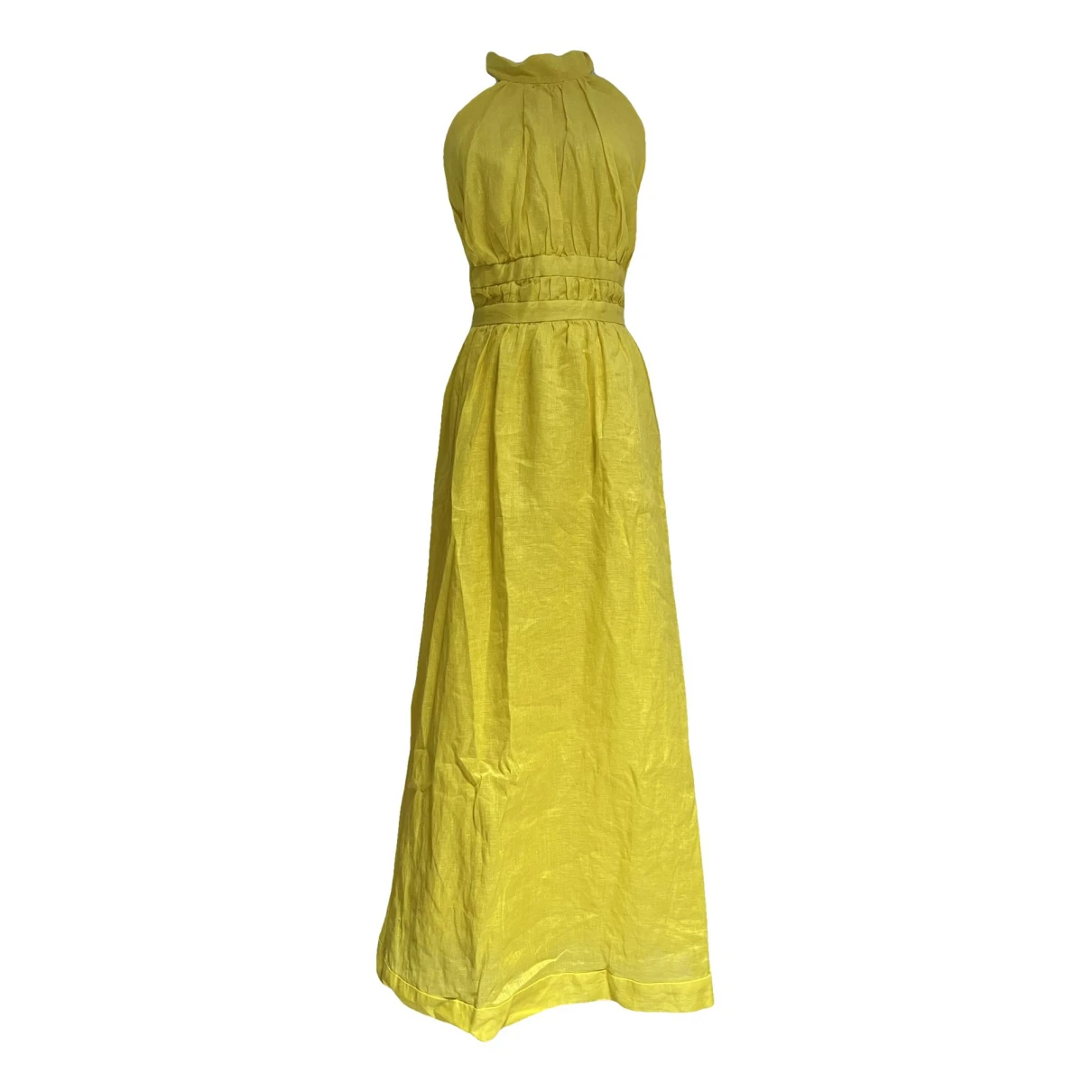 Pre-owned Zimmermann Linen Mid-length Dress In Yellow