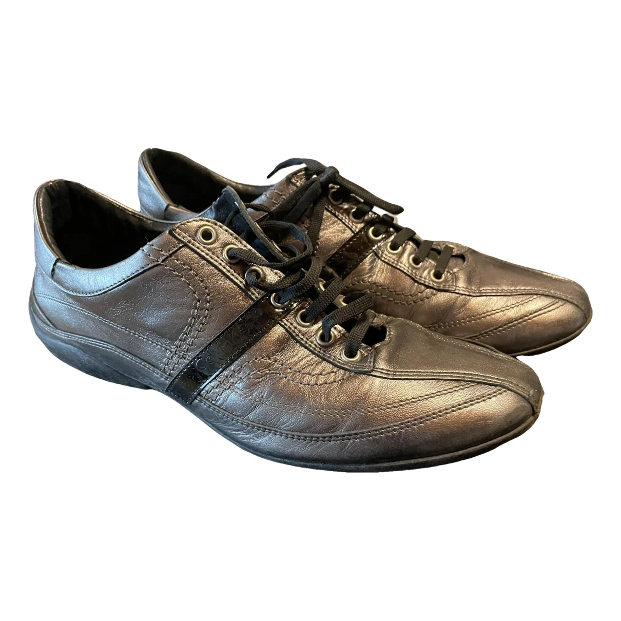 Pre-owned Calvin Klein Collection Leather Lace Ups In Silver