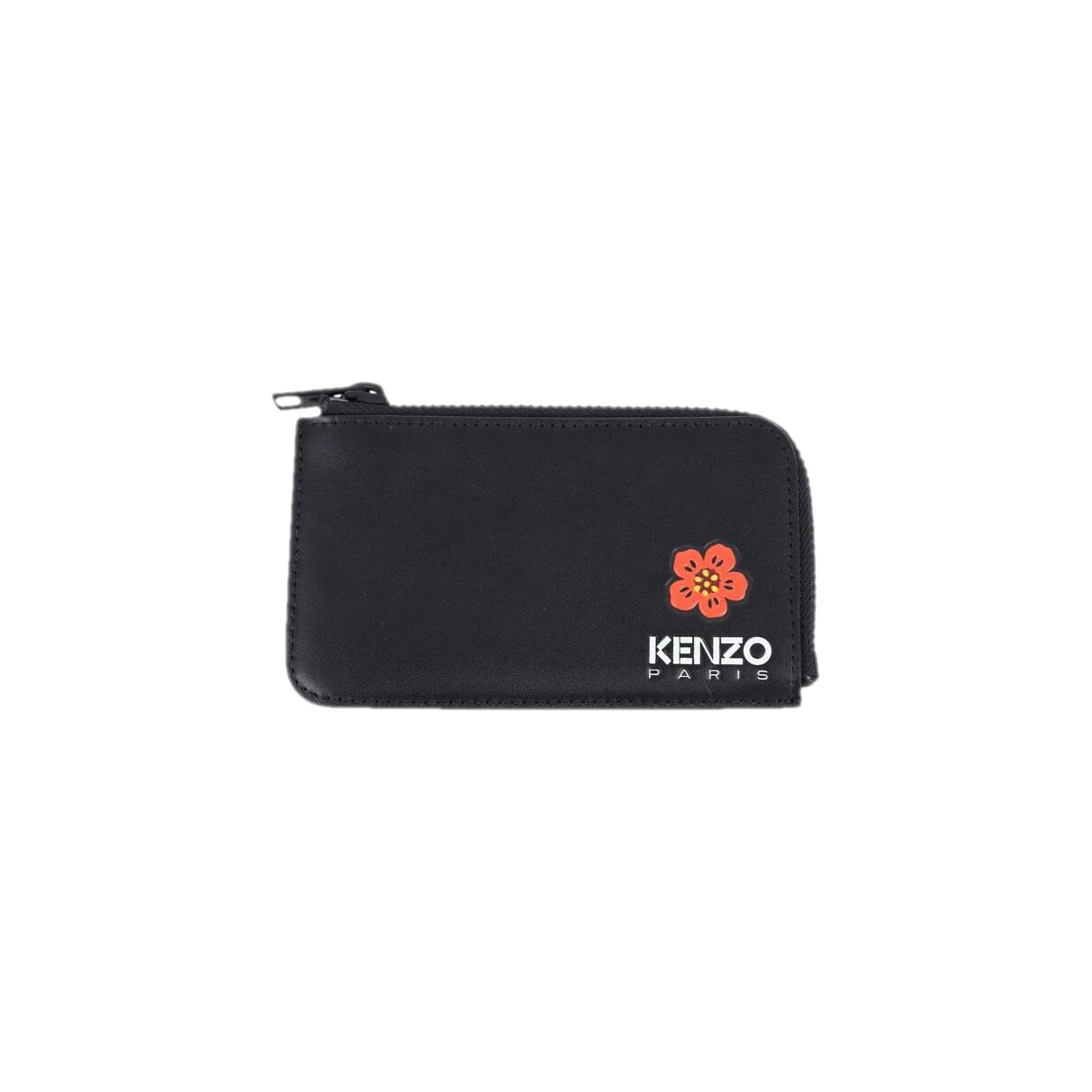 Pre-owned Kenzo Leather Card Wallet In Black