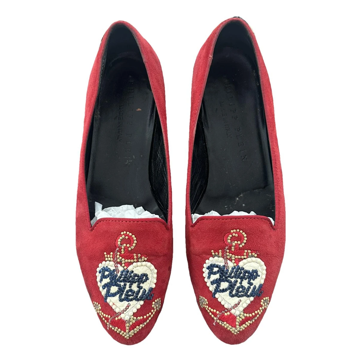 Pre-owned Philipp Plein Flats In Red