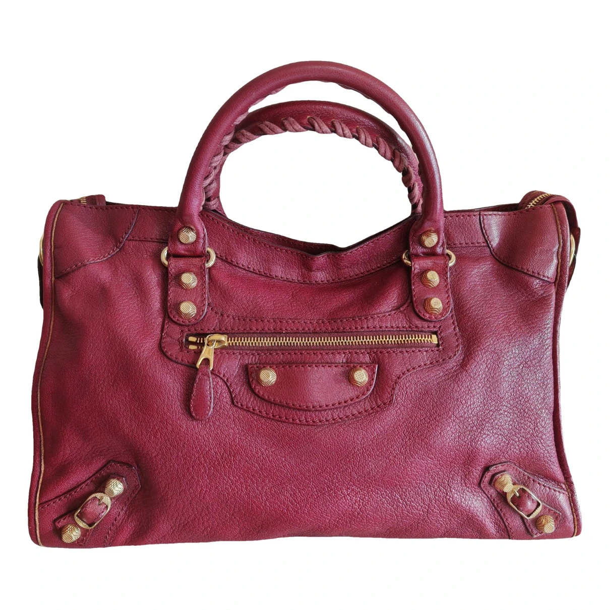 Pre-owned Balenciaga City Leather Handbag In Burgundy