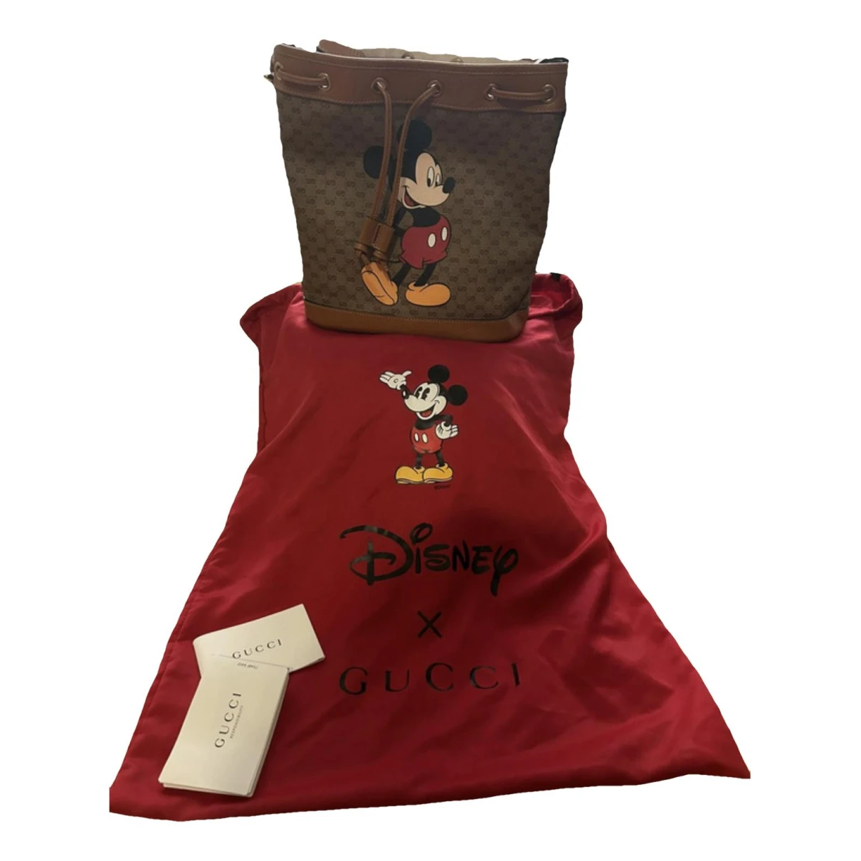 Pre-owned Disney X Gucci Leather Clutch Bag In Beige