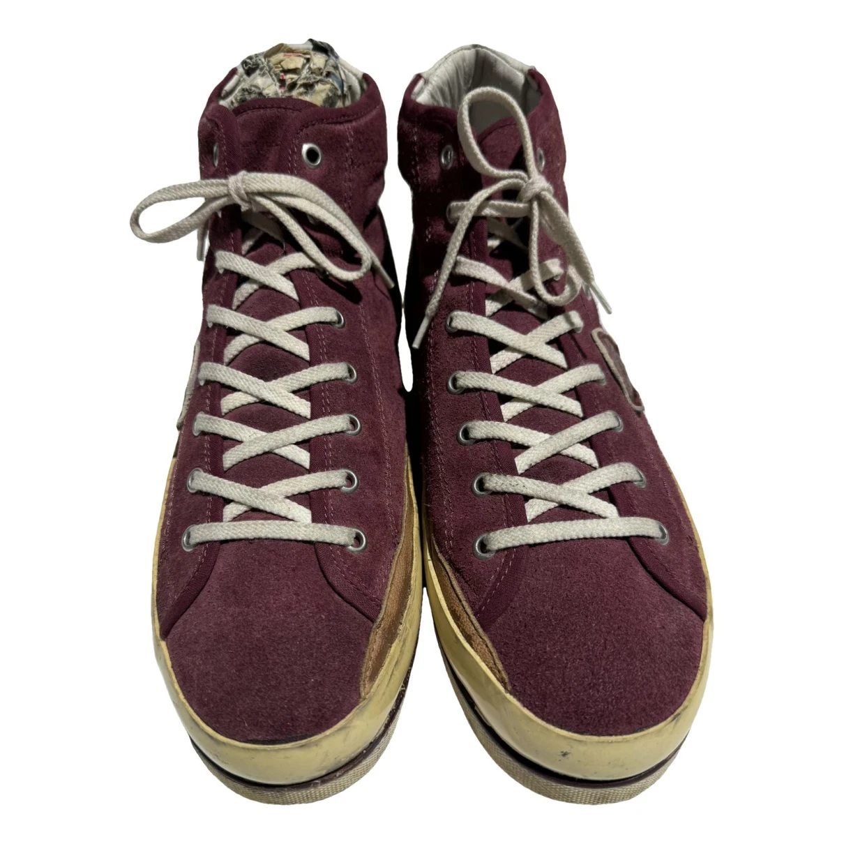 Pre-owned Philippe Model High Trainers In Burgundy