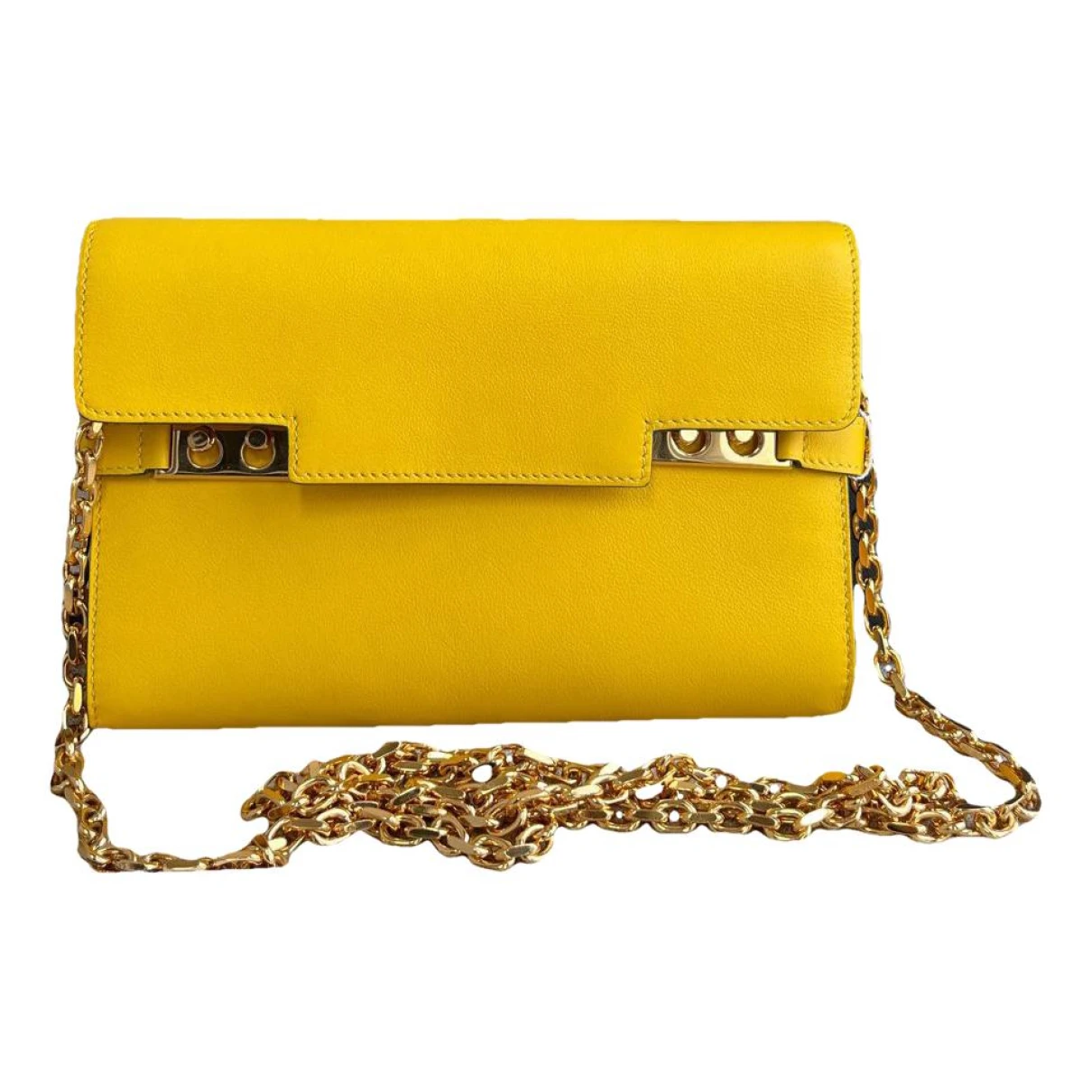 Pre-owned Delvaux Tempãªte Leather Bag In Yellow
