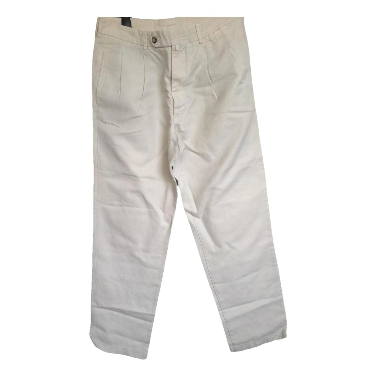 Pre-owned Loro Piana Linen Trousers In Ecru