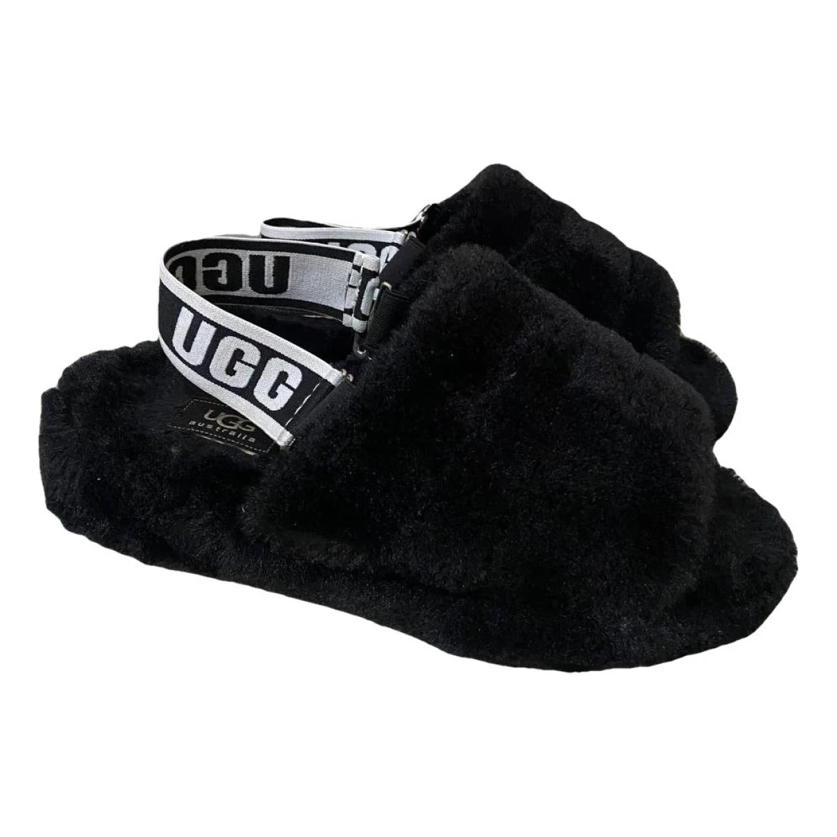 Pre-owned Ugg Shearling Sandal In Black