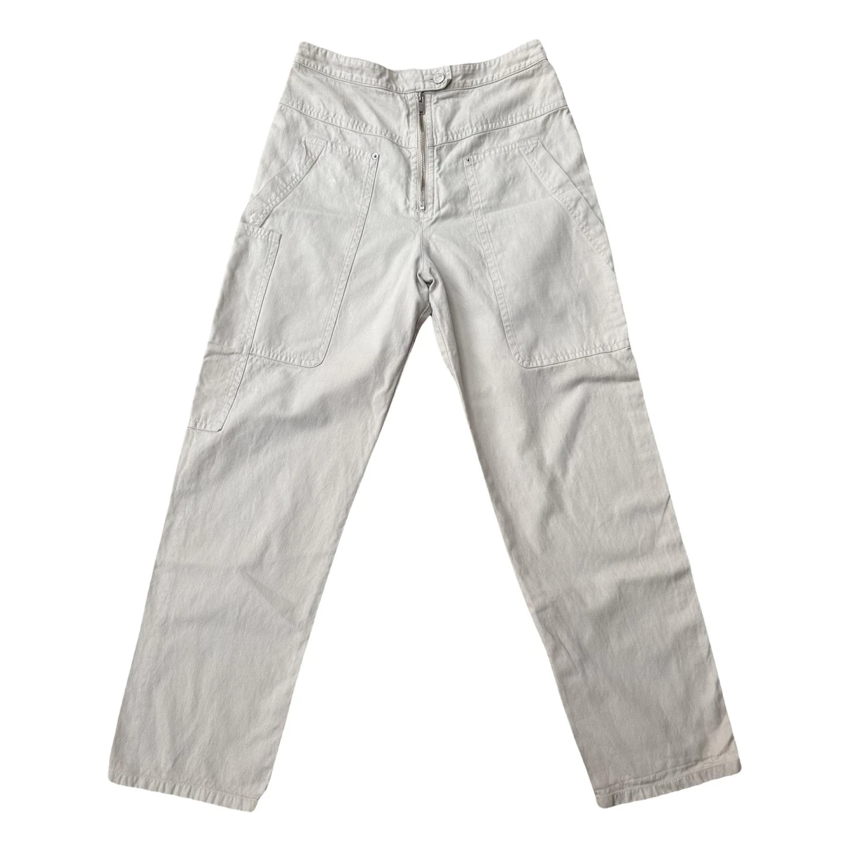 Pre-owned Isabel Marant Étoile Linen Straight Pants In Ecru