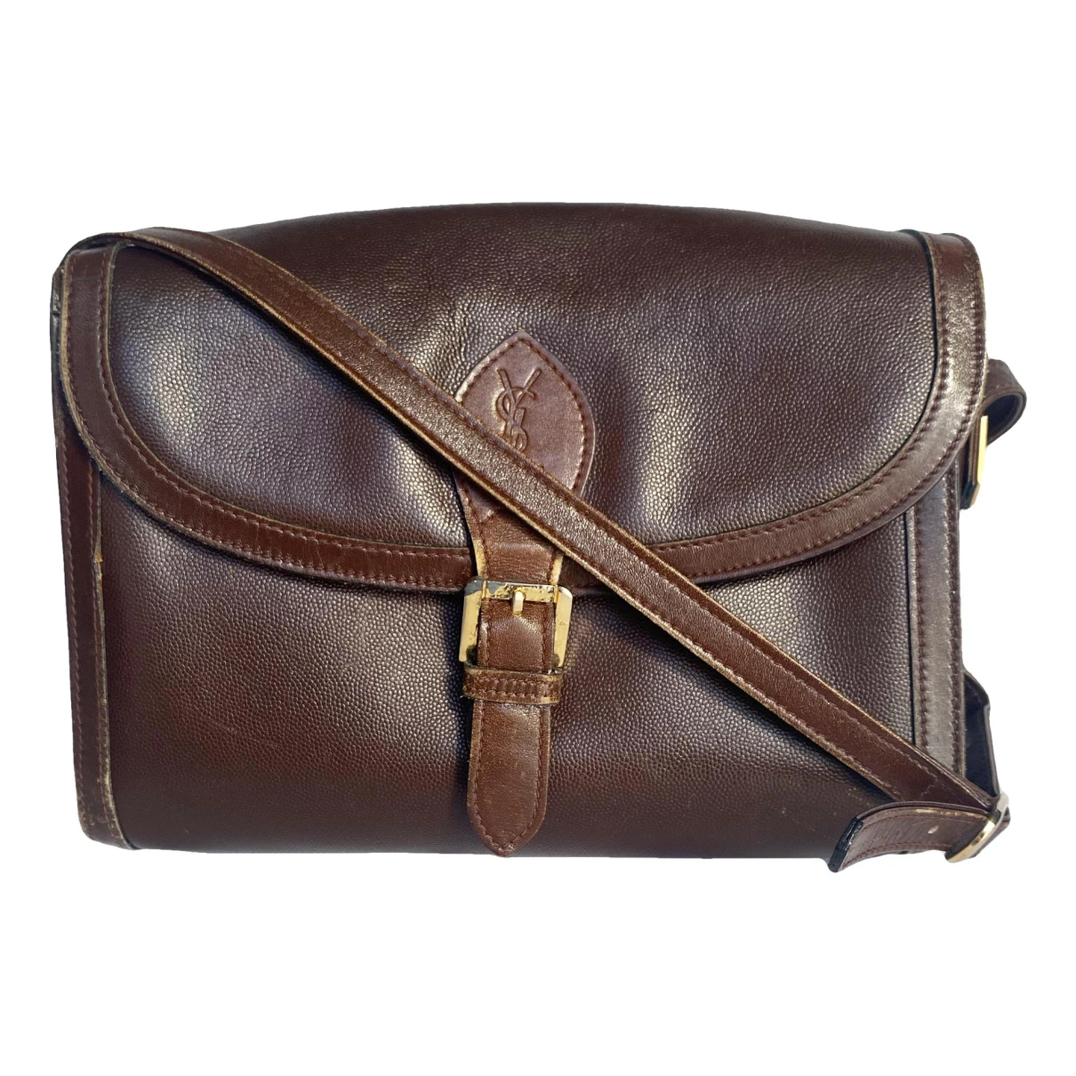 Pre-owned Saint Laurent Leather Crossbody Bag In Brown