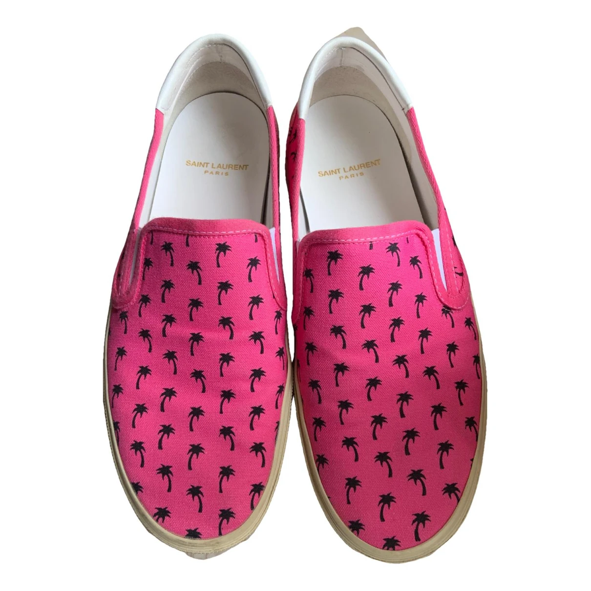 Pre-owned Saint Laurent Venice Cloth Low Trainers In Pink