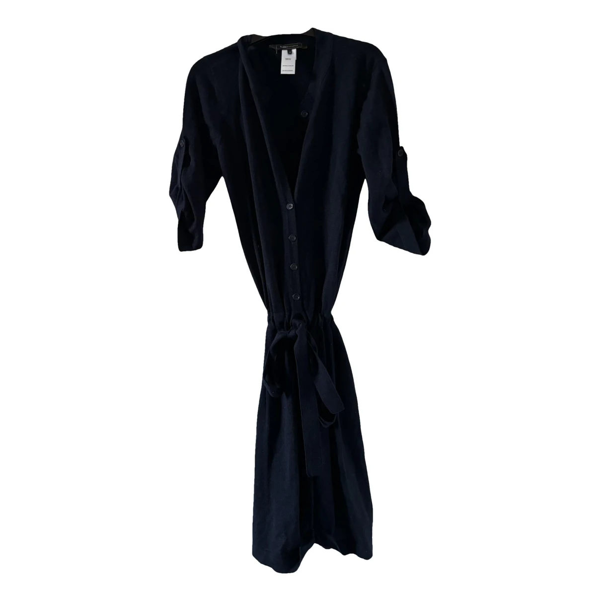 Pre-owned Bcbg Max Azria Wool Jumpsuit In Navy